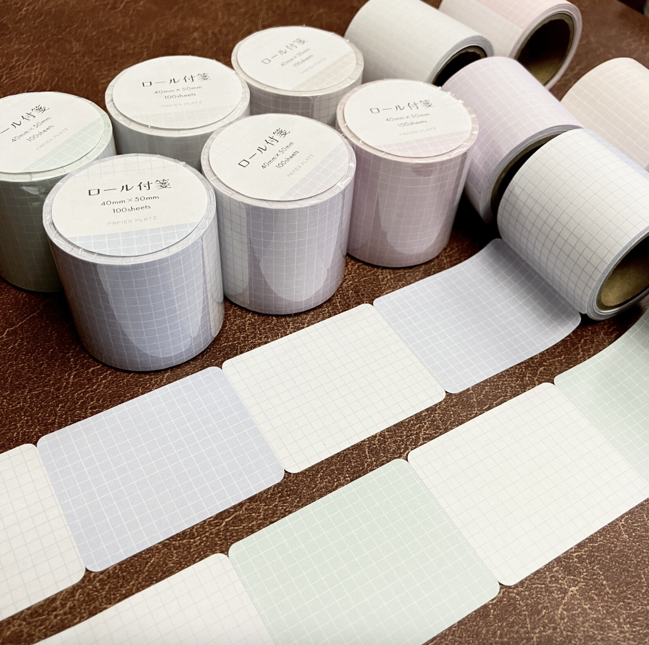 Papier Platz | 淺色方眼 便箋貼紙卷