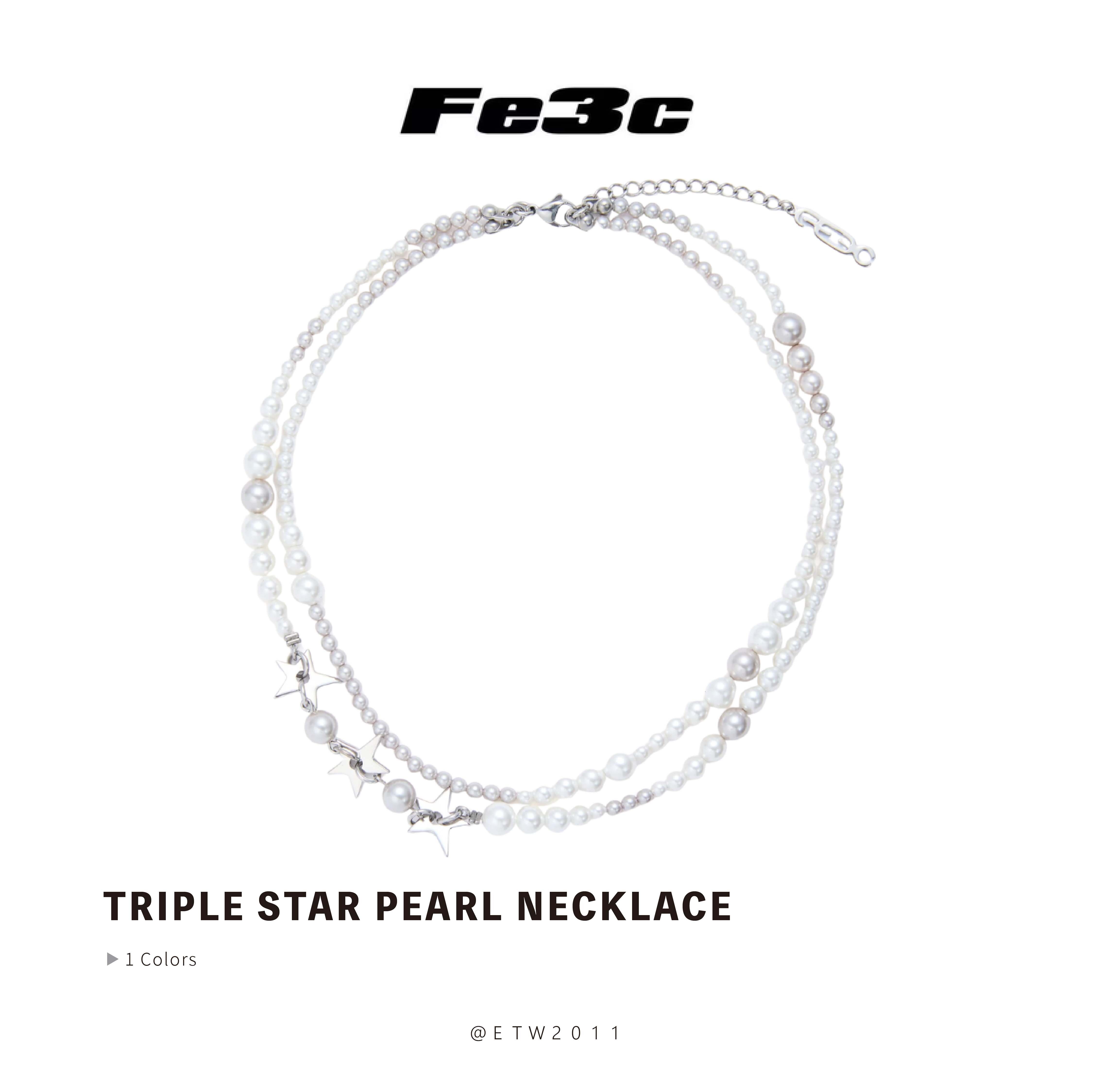 ☆ETW☆【EASY TO WEAR】Fe3c TRIPLE STAR PEARL NECKLACE  珍珠項鍊 星星 不鏽鋼