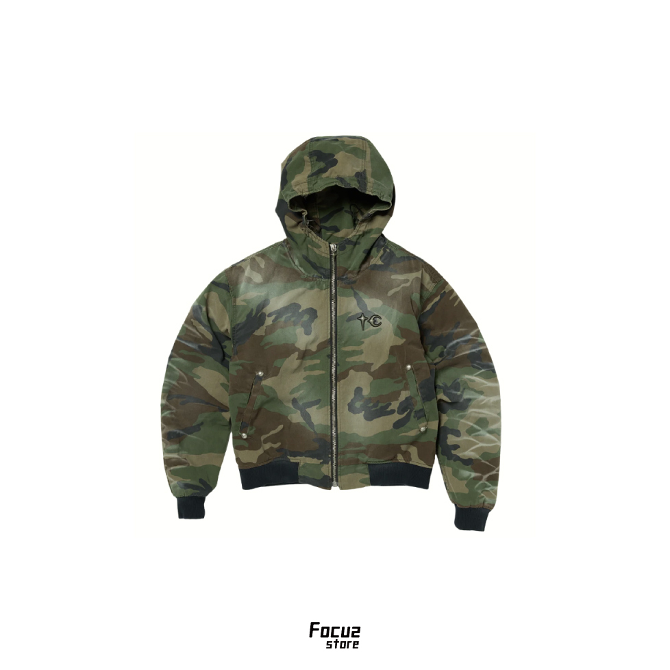 【Focus Store】現貨 Thug Club Three Riding Skull Vintage Jacket 迷彩 連帽外套