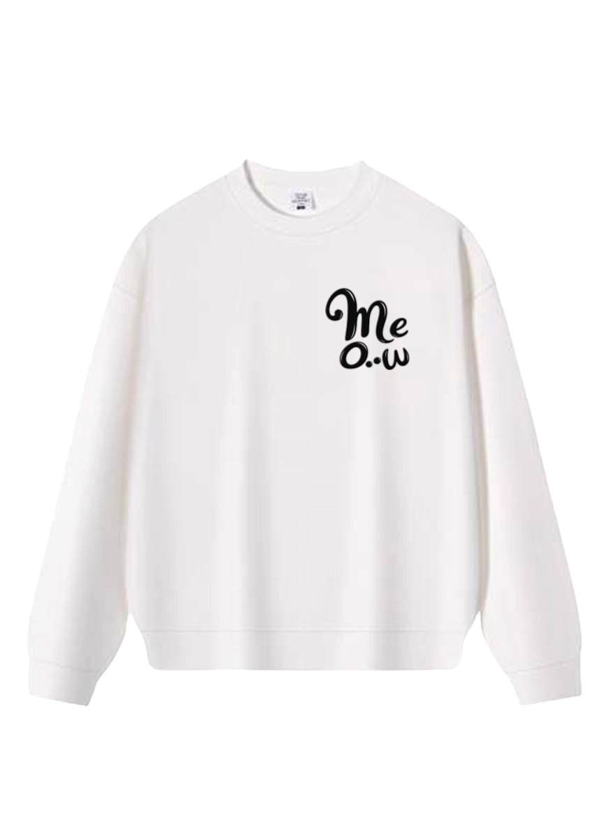 MEOW貓咪毛線球大學TEE★經典圓領寬鬆長袖上衣・秋冬文青百搭款