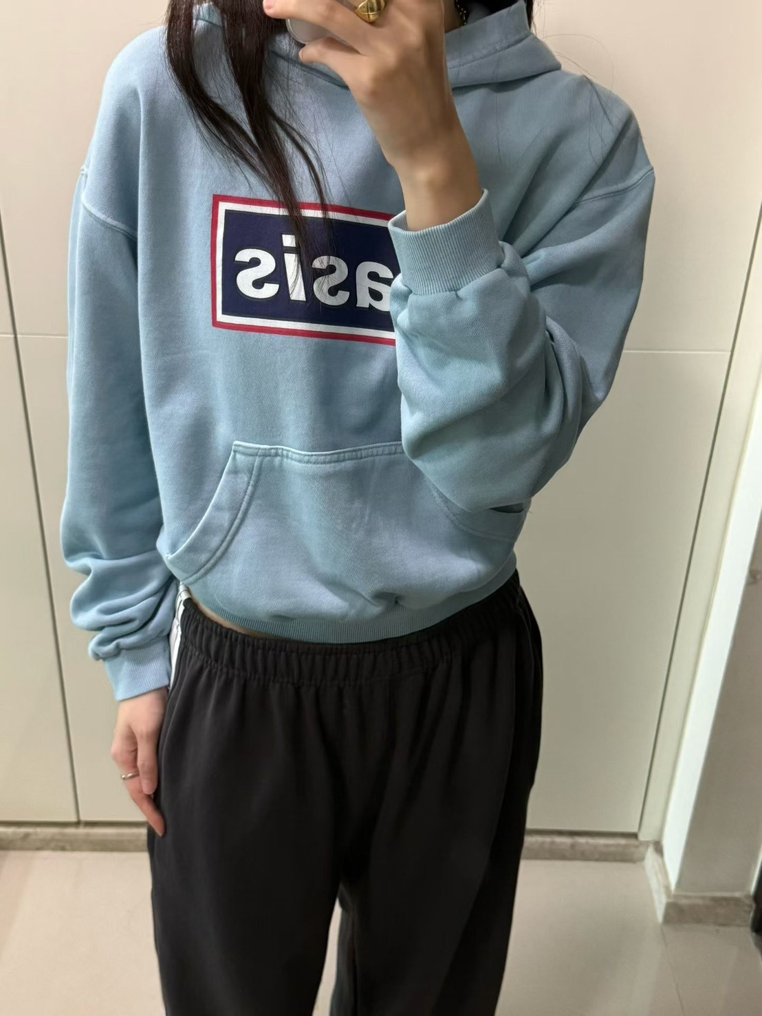 oasis連帽短口袋t