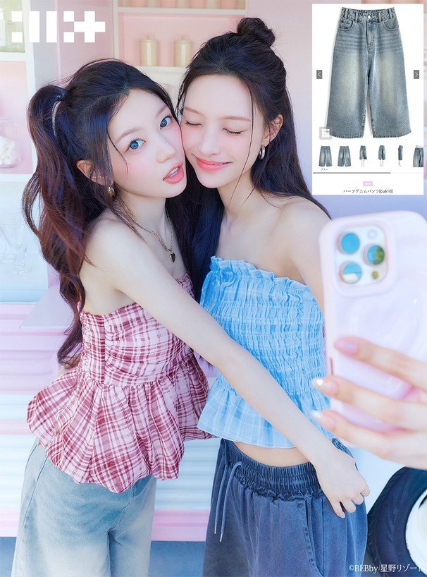 <發光中✨GLLIT💫必收!!> ILLIT MOKA同款 日本小眾品 復古刷色七分牛仔丹寧褲 淺色