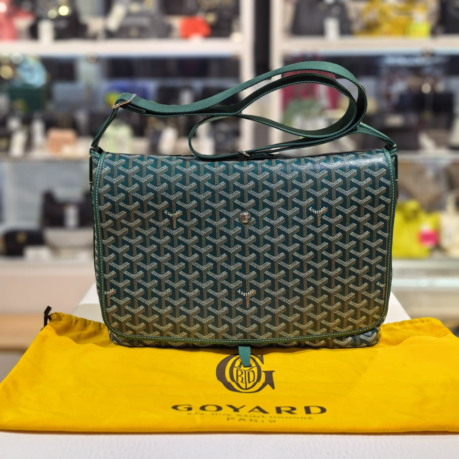 全新GOYARD郵差包 Capetien Messenger MM 綠色/塗層帆布,狗牙男士斜背包 #BRAND NEW #香榭站正品