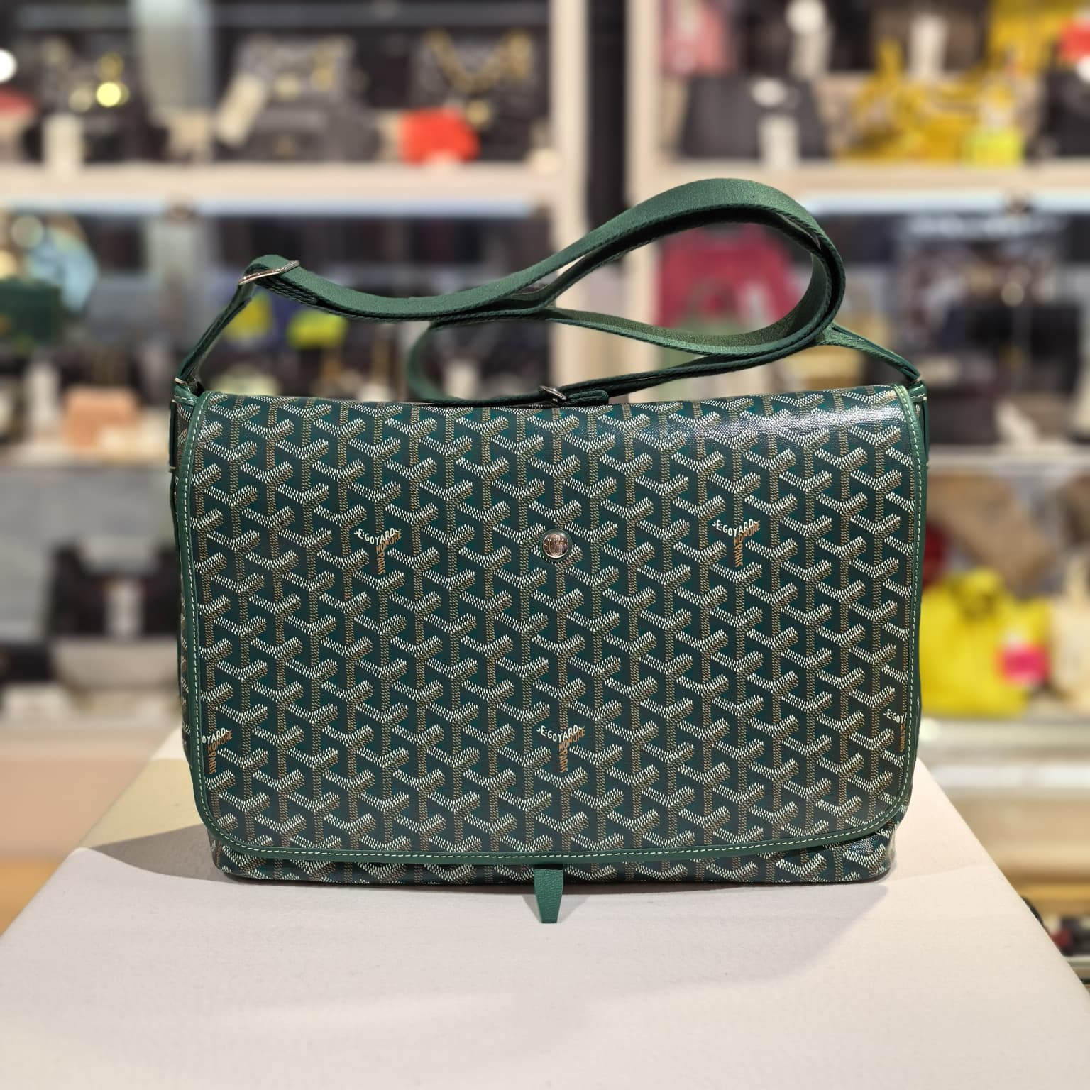 全新GOYARD郵差包 Capetien Messenger MM 綠色/塗層帆布,狗牙男士斜背包 #BRAND NEW #香榭站正品