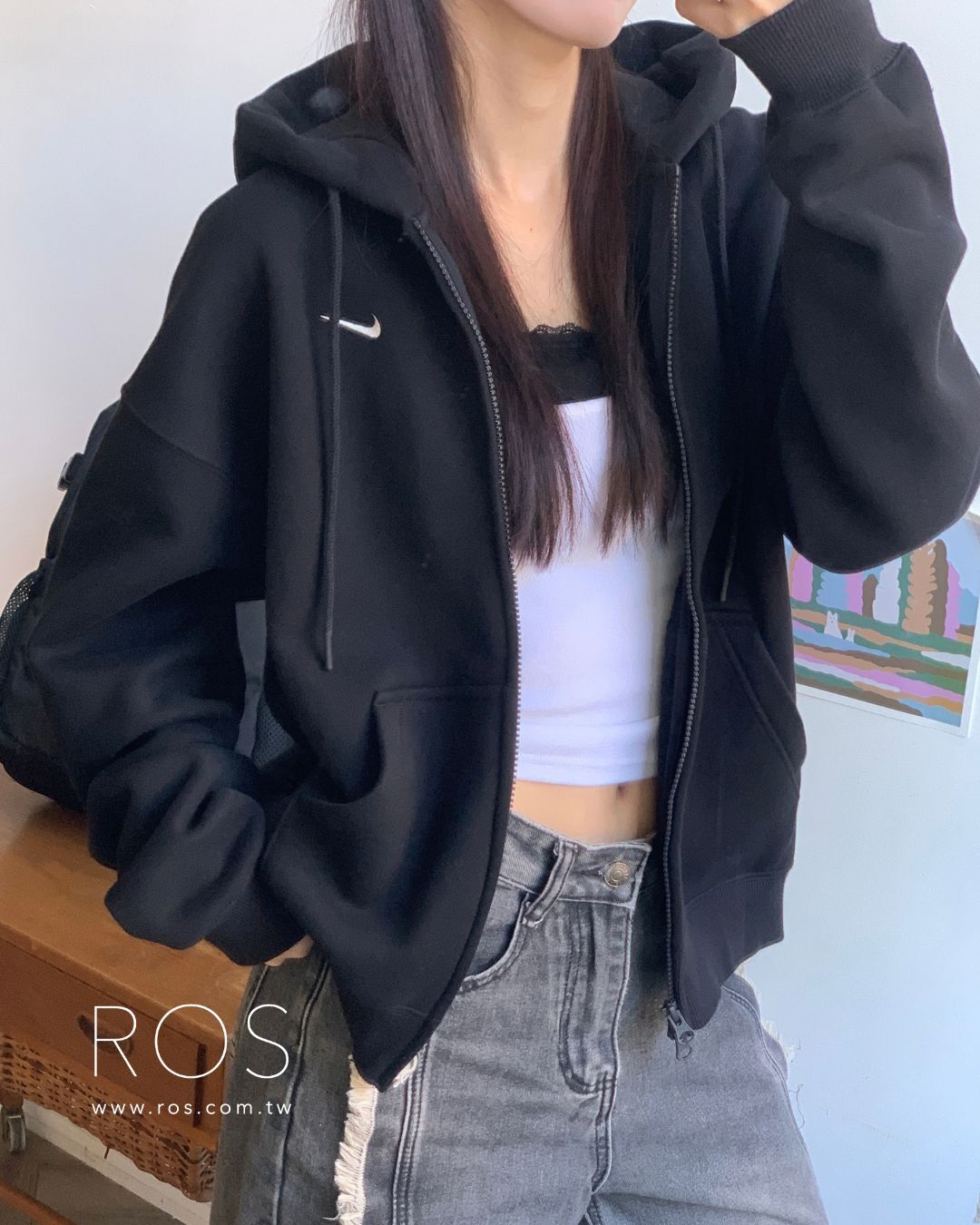 ✨Karina同款✨ NIKE STUDIO FLEECE 寬版連帽外套 黑
