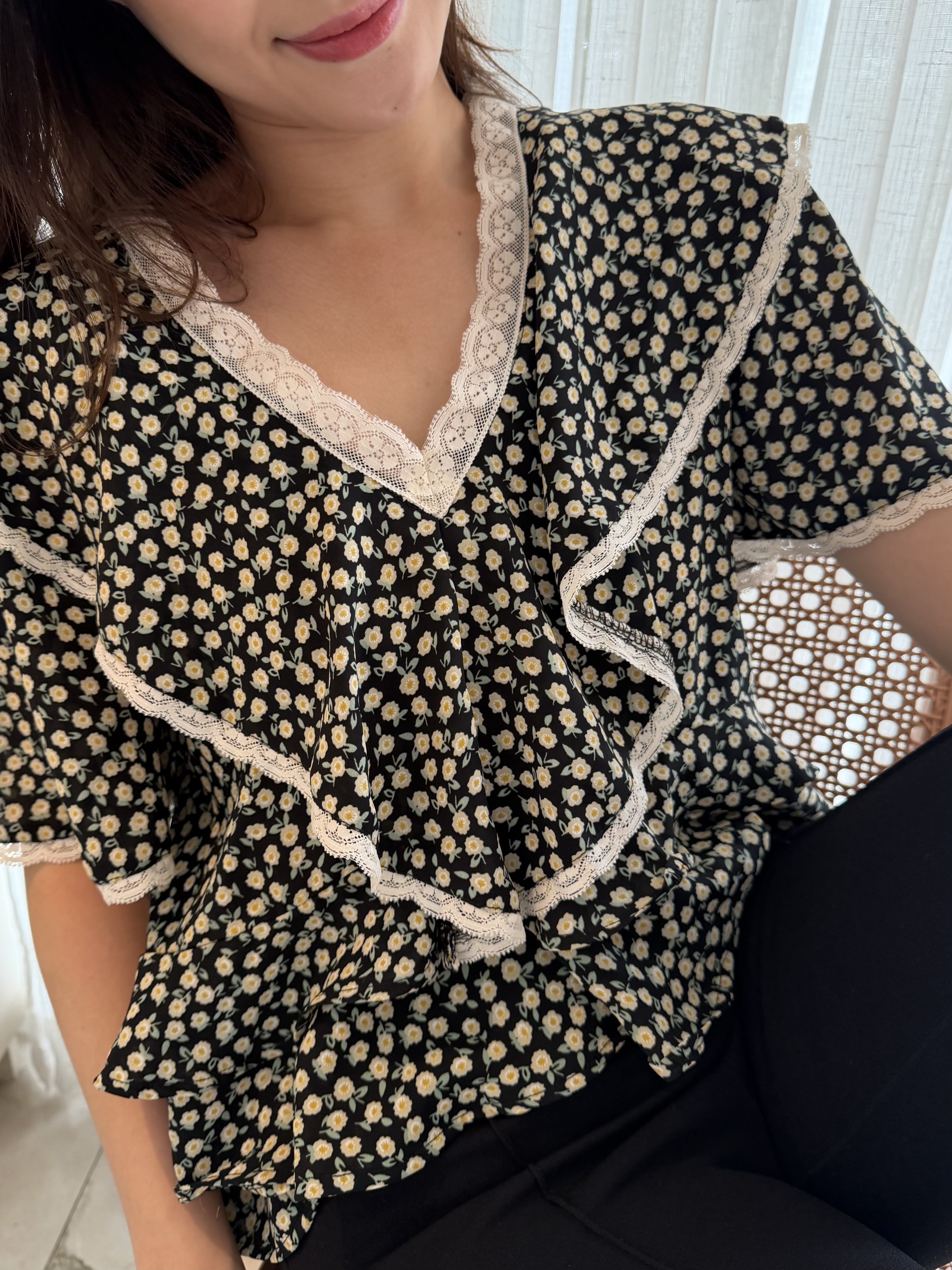 Esmée Floral Top - Black (Special Release)