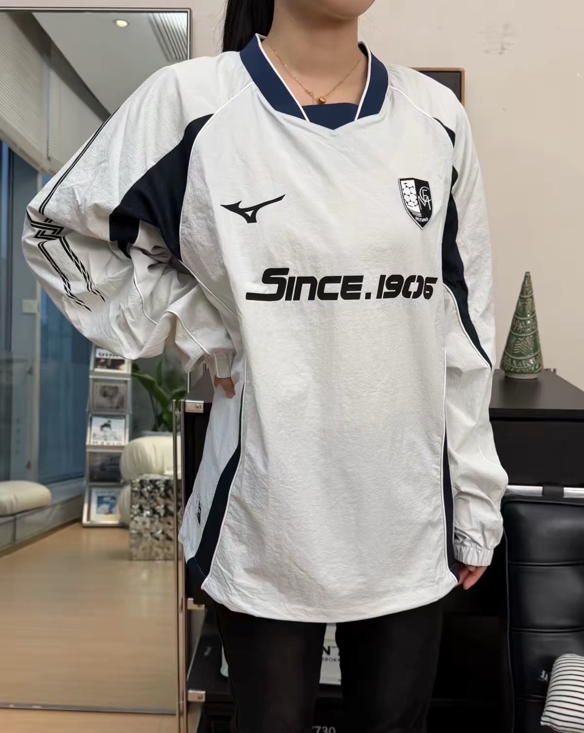 【OWN】Mizuno 長袖 拼接 寬鬆 防風 球衣 不分男女 黑色 灰色 深藍色