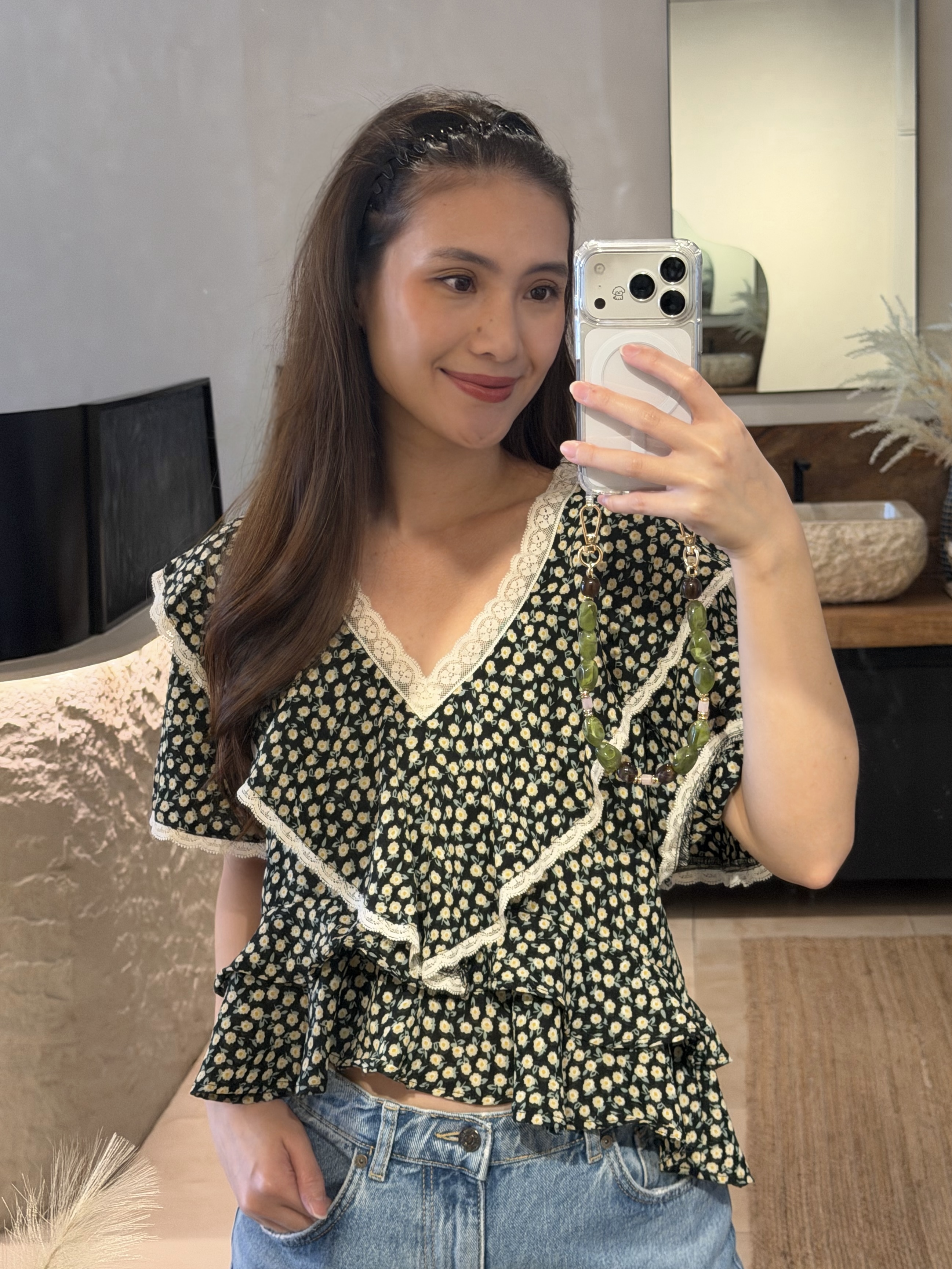 Esmée Floral Top - Black (Special Release)