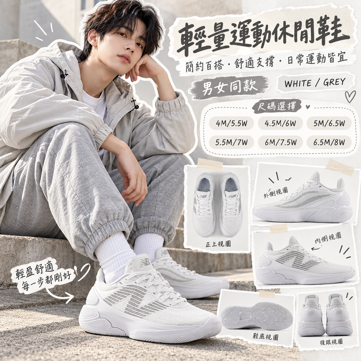 【預購】NEW BALANCE N092620 男女同款波鞋 (灰白拼色)