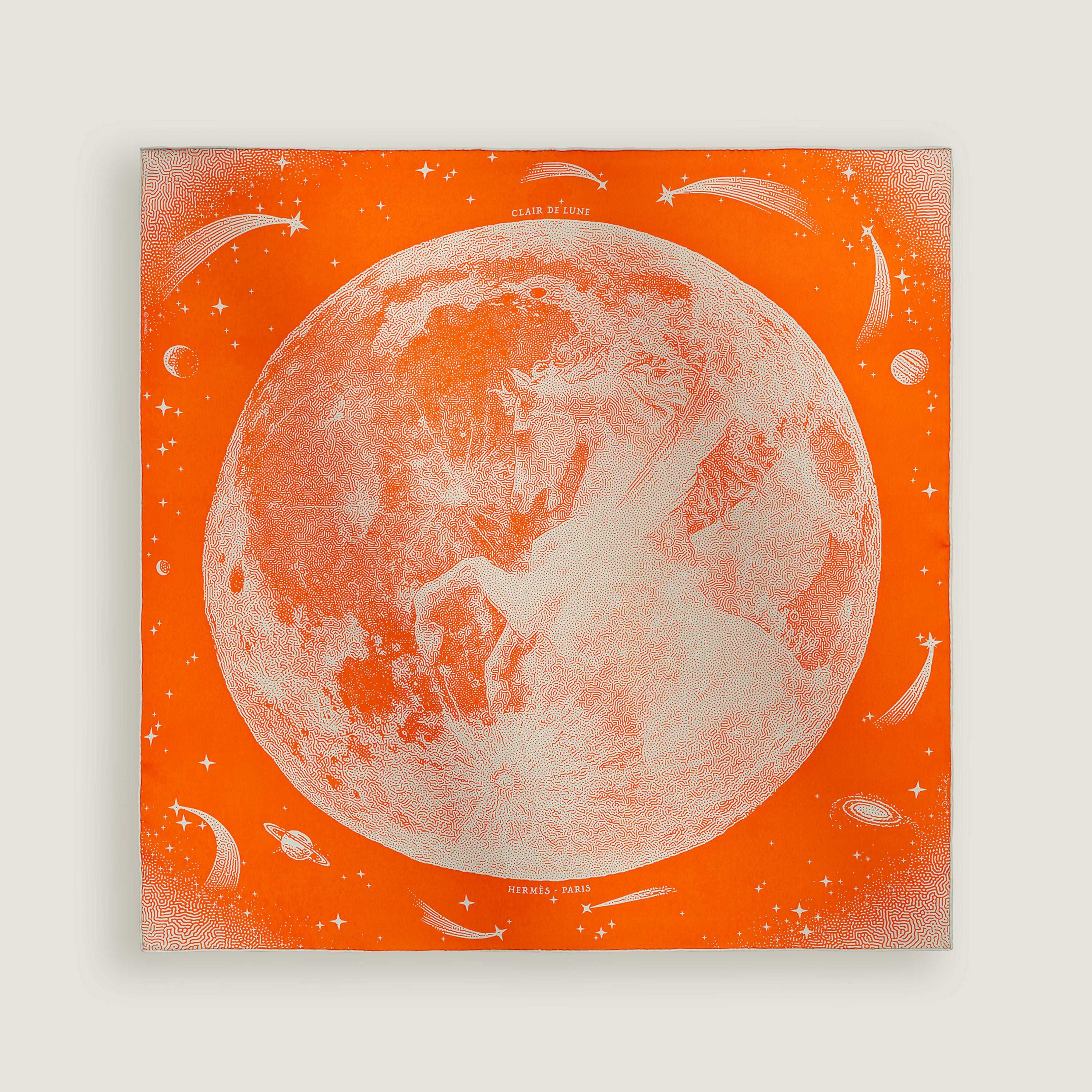 Clair de Lune scarf 70x70cm orange/beige clair