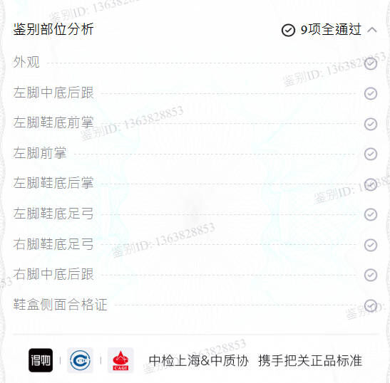 肯爺拖鞋 第三方鑑定報告 9 項鑑別部位