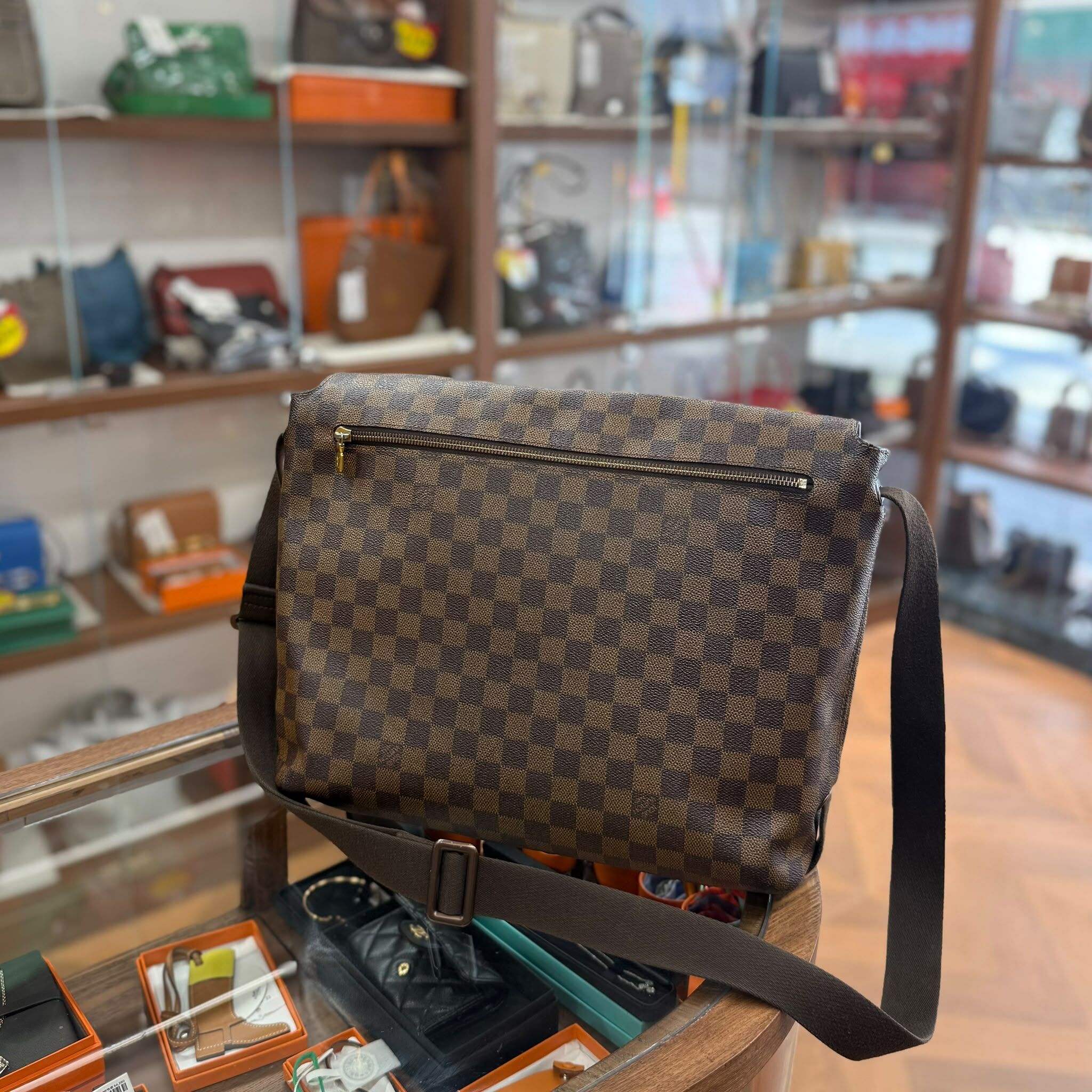 85%NEW USED LV 郵差包 棋盤格棕色大號 DAMIER EBENE BROOKLYN CA2121 #公文包
