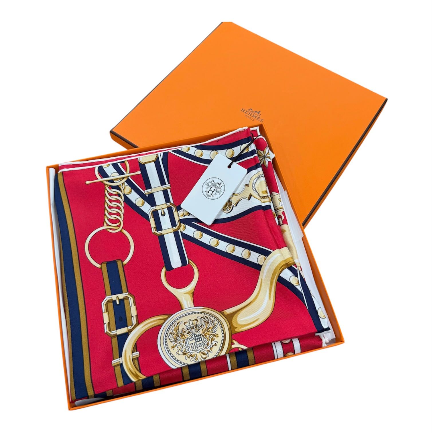 HERMES SCARF 90CM 100% SILK 紅/藍/白 GRAND TRALALA #愛馬仕絲巾 #BRAND NEW