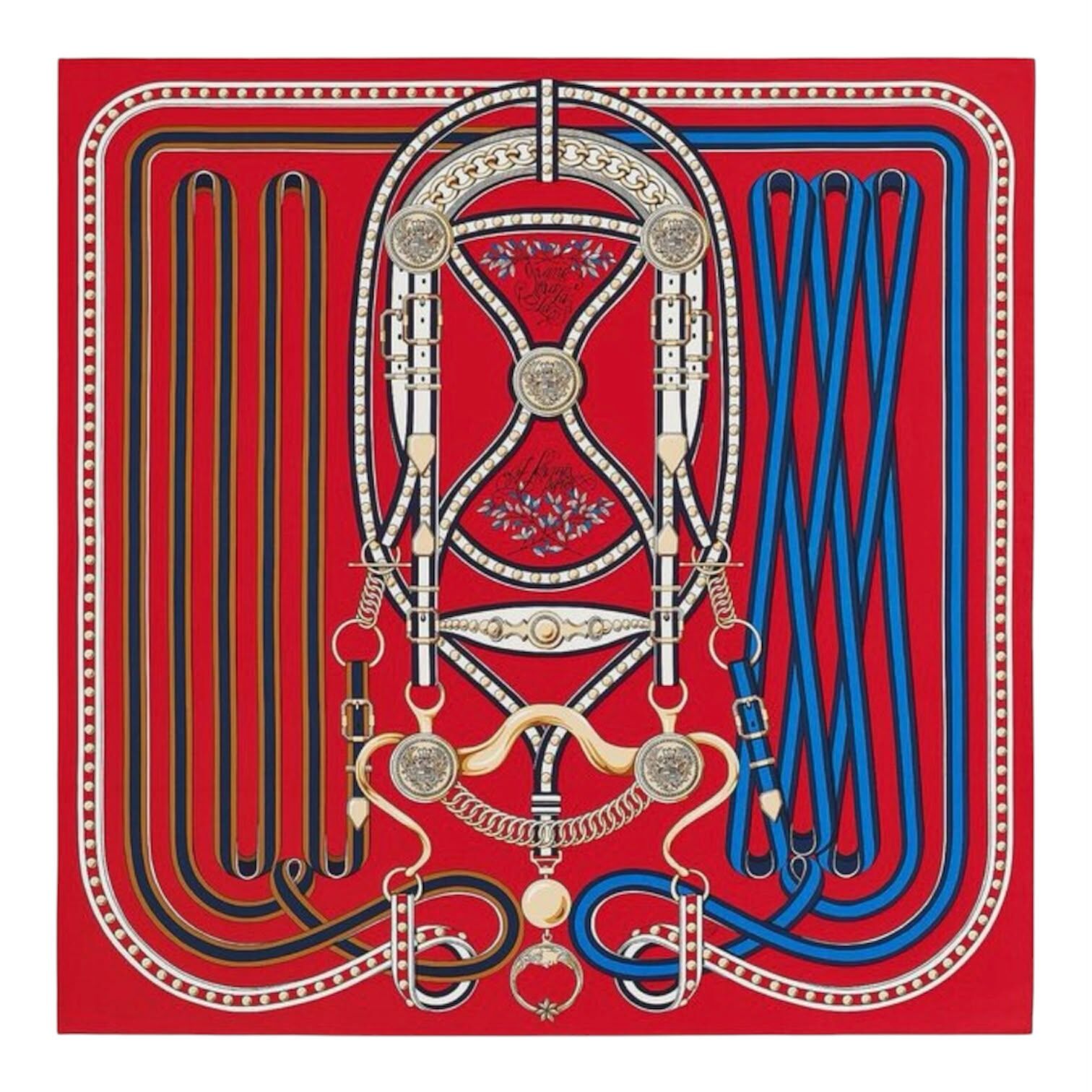 HERMES SCARF 90CM 100% SILK 紅/藍/白 GRAND TRALALA #愛馬仕絲巾 #BRAND NEW