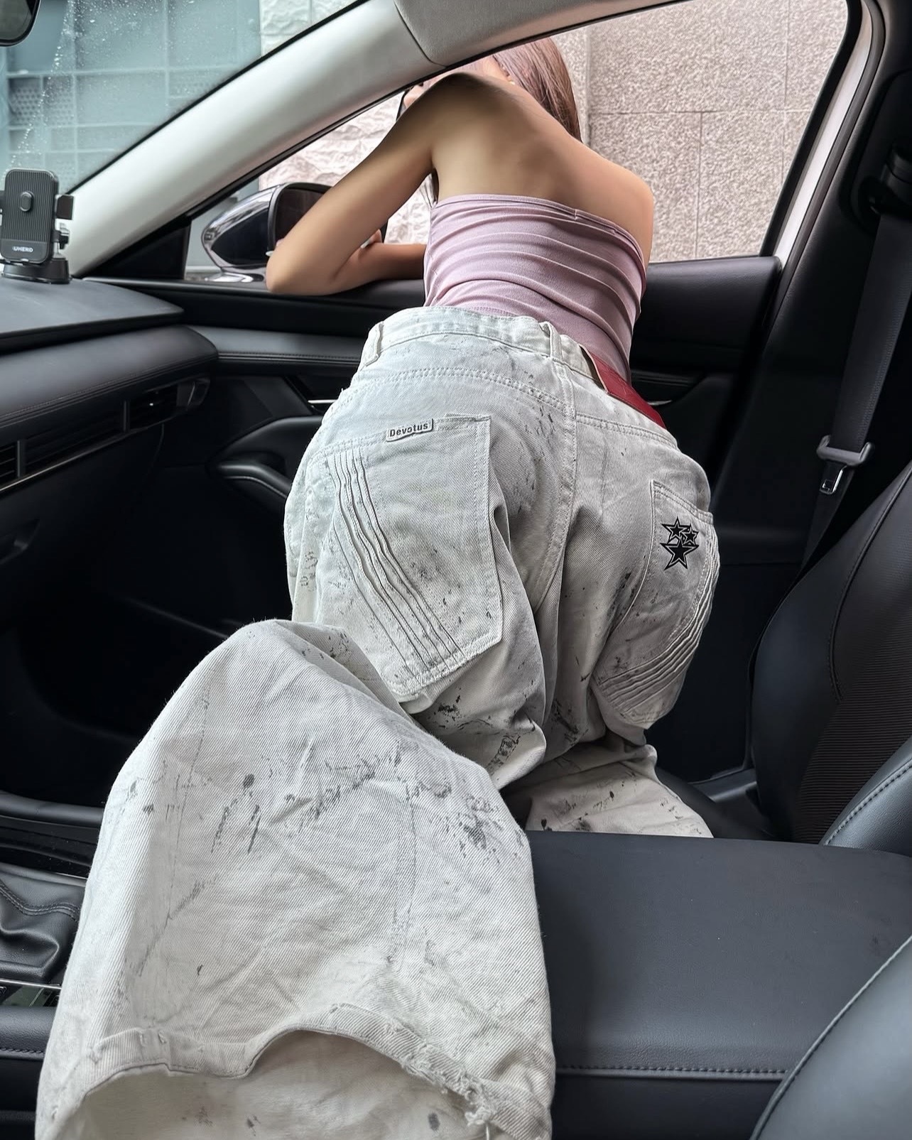 Devotus Ink Pants 潑墨 弧形 寬庫 彎刀褲 白色