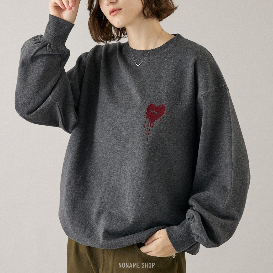 ONCILY HEART LOGO DRAW CODE SWEAT 潑漆 融化 愛心 大學T 13色 (男/女同款)