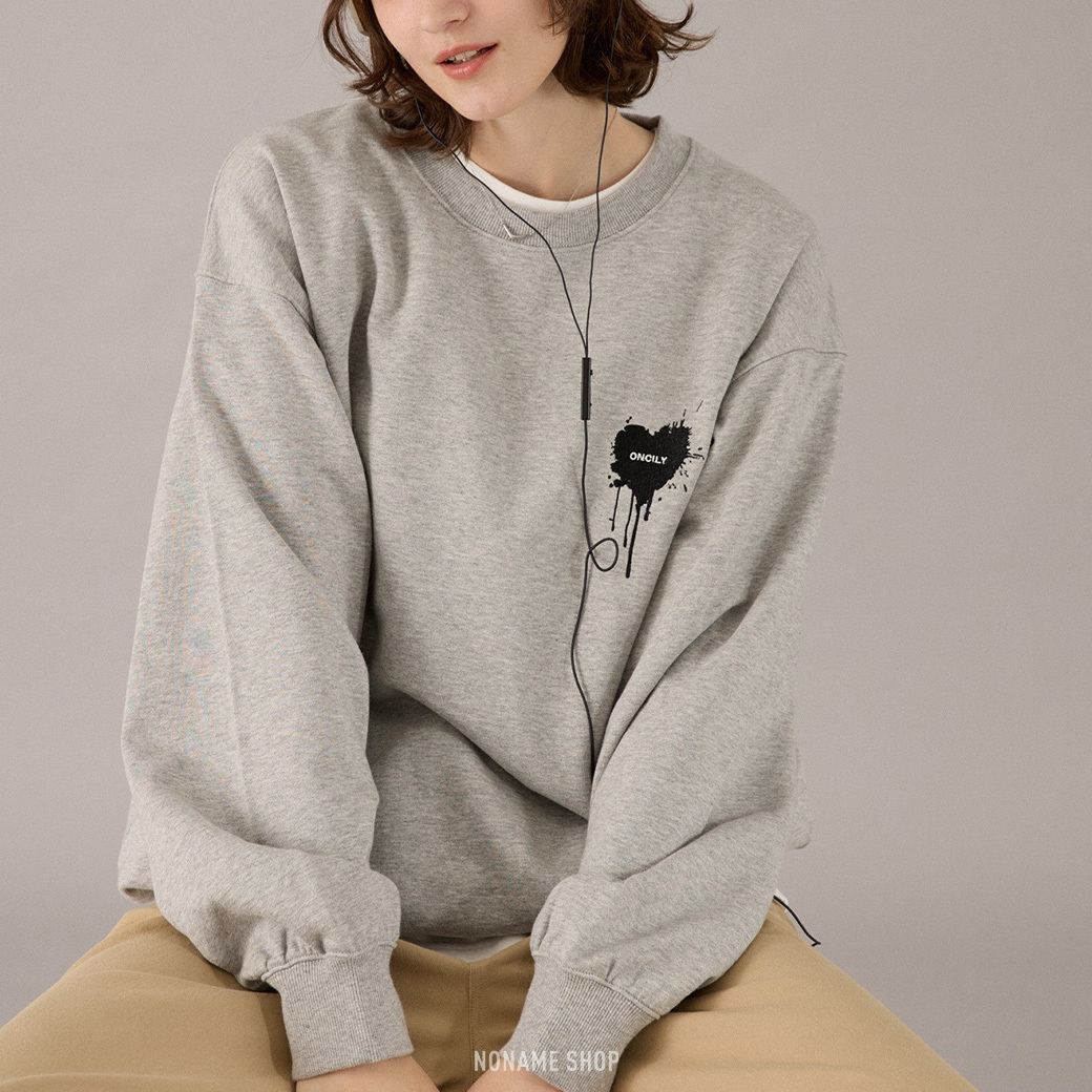 ONCILY HEART LOGO DRAW CODE SWEAT 潑漆 融化 愛心 大學T 13色 (男/女同款)