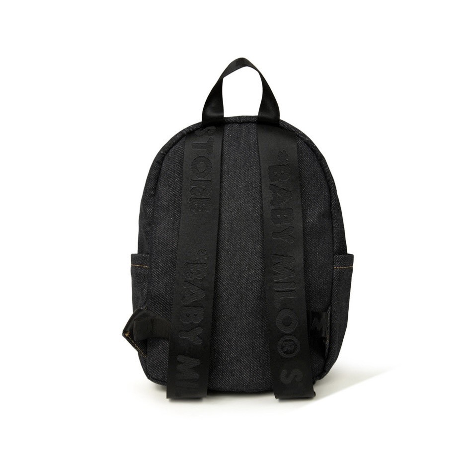 A BATHING APE BABY MILO DENIM MINI BACKPACK 皮標 單寧 後背包 -W4534XXR