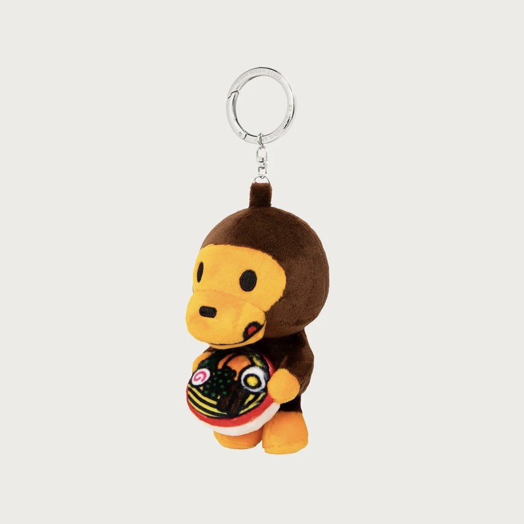 -(C014)-A BATHING APE BABY MILO RAMEN MILO PLUSH DOLL KEYCHAIN 拉麵 鑰匙圈-W4599XXR