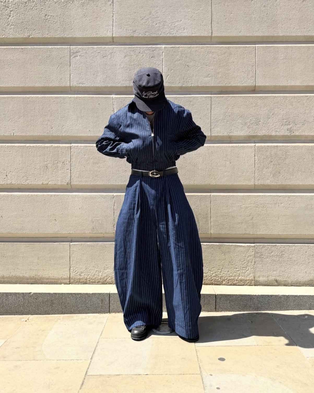 <現貨>PUSH PUSH PP STRIPES PANTS 條紋 寬鬆 長褲 深藍