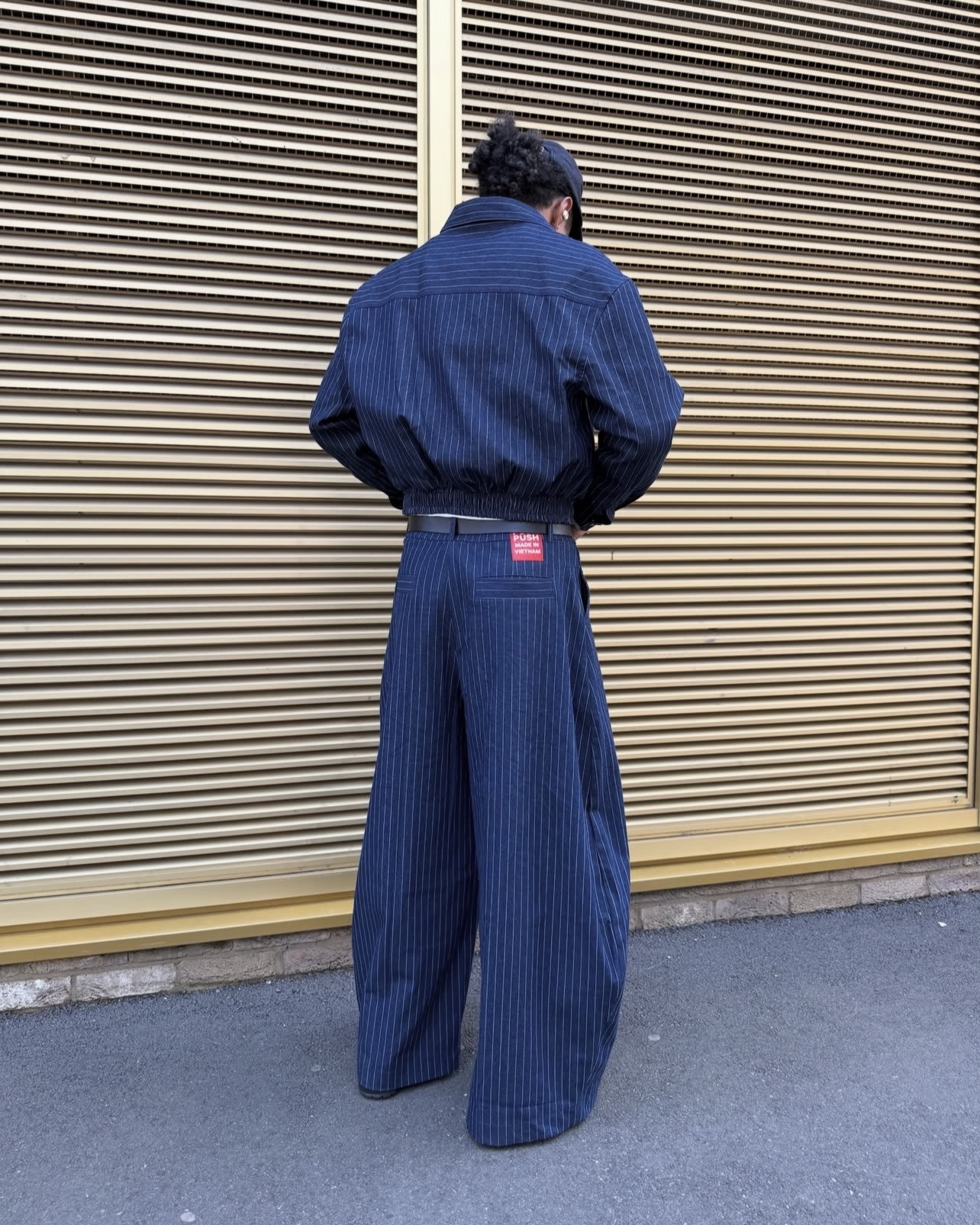 <現貨>PUSH PUSH PP STRIPES PANTS 條紋 寬鬆 長褲 深藍