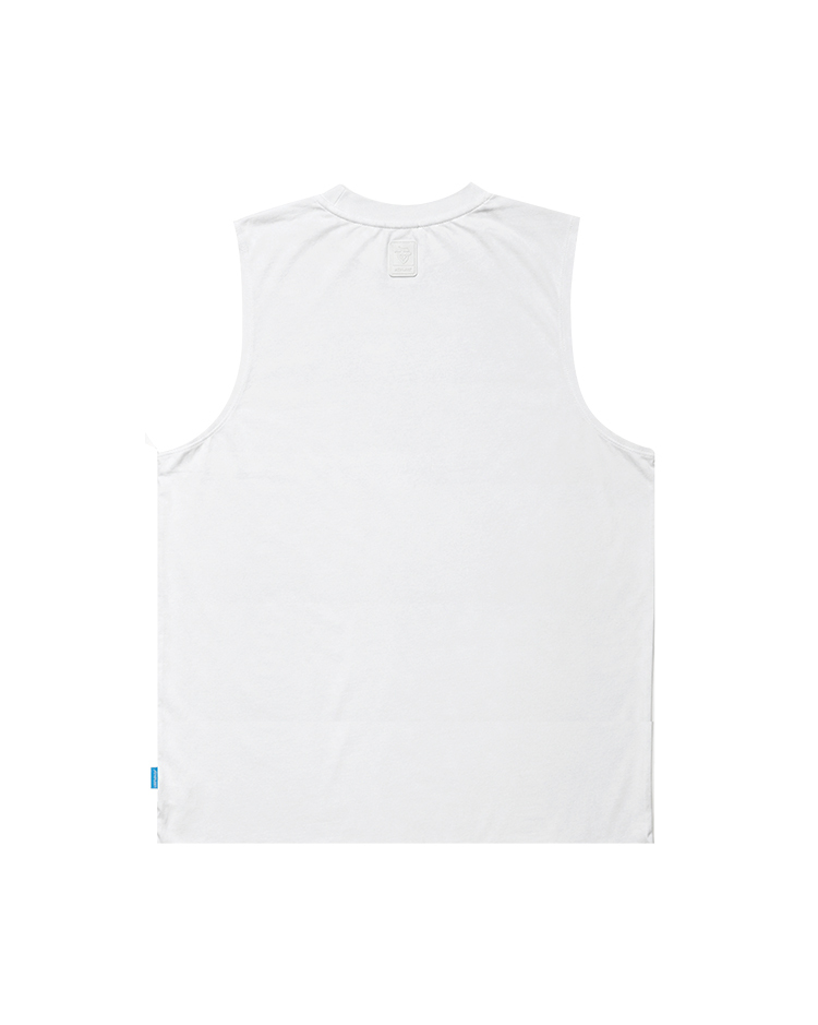 Slogan Tank / 口號彈力寬肩背心 白