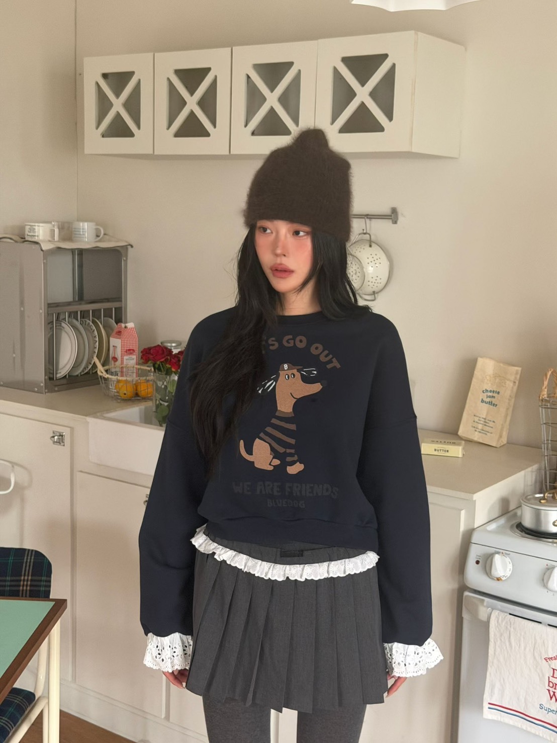 條紋衣服狗狗蕾絲袖口衛衣