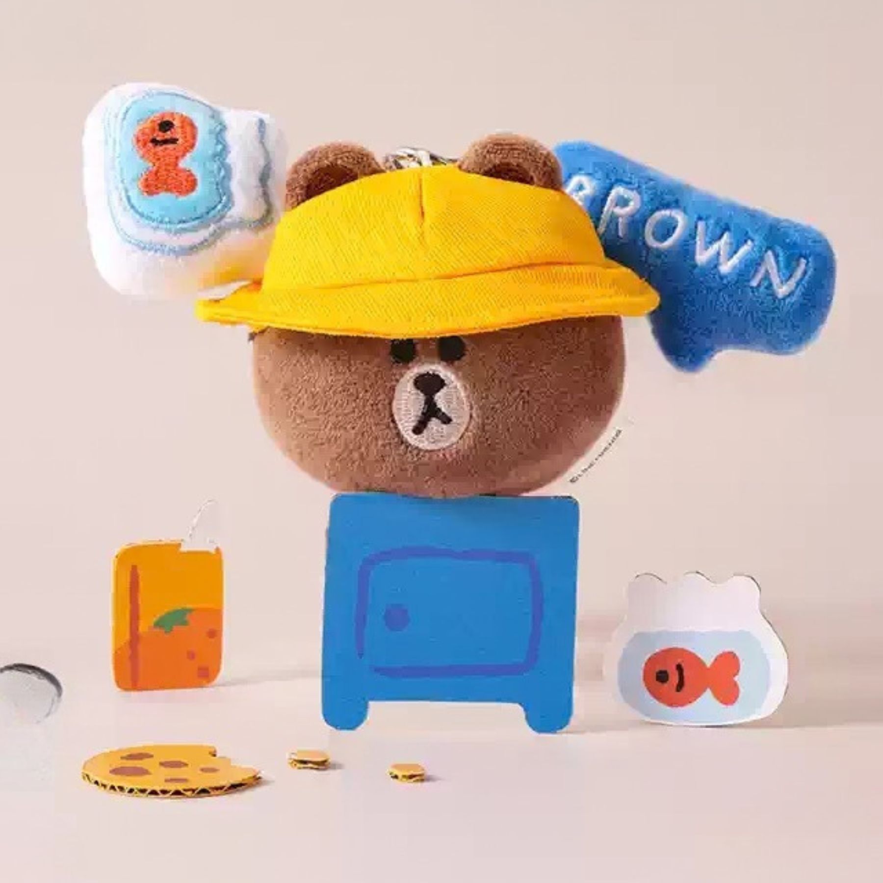 LINE FRIENDS 毛絨公仔掛件 鎖匙扣 飾物(漁夫帽)
