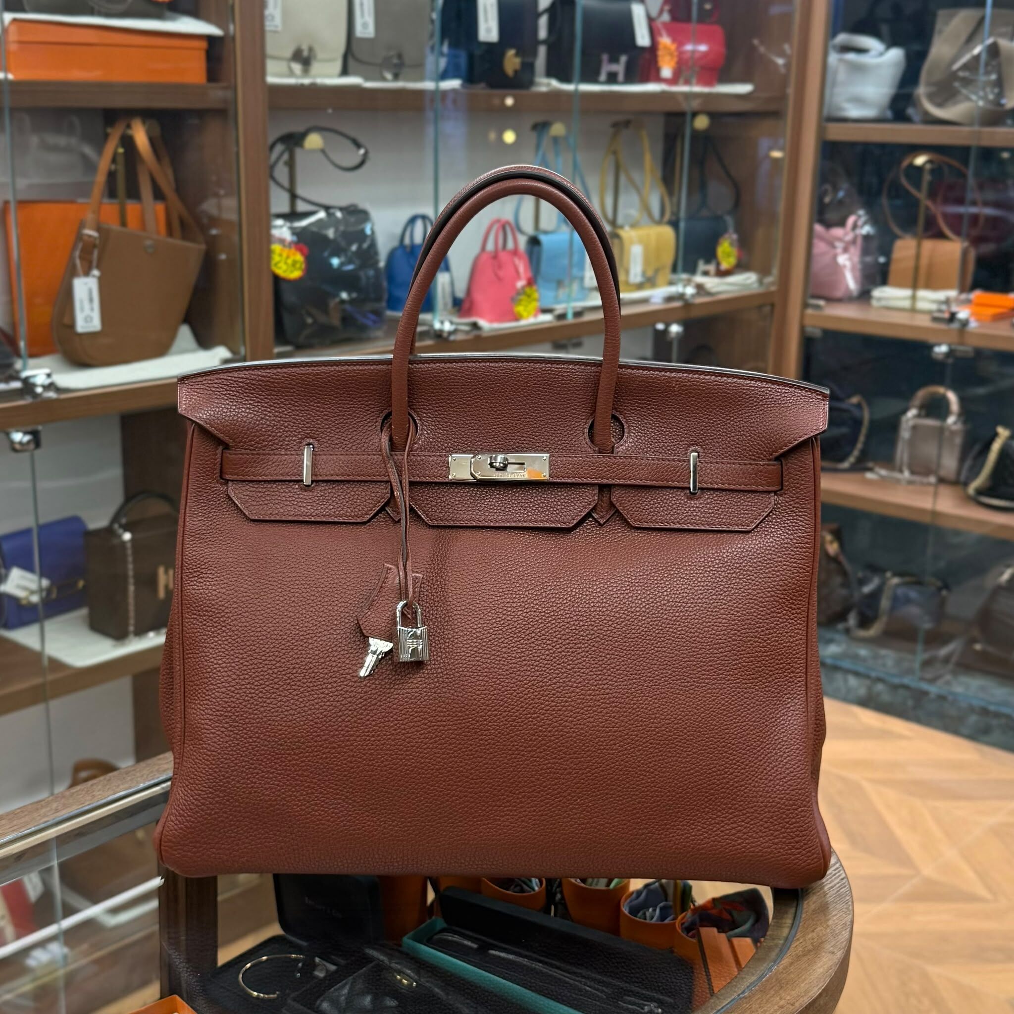 95%NEW USED BIRKIN 40 楓葉棕銀扣TOGO皮 4E SIENNE PHW,口M #B40 #愛馬仕鉑金包