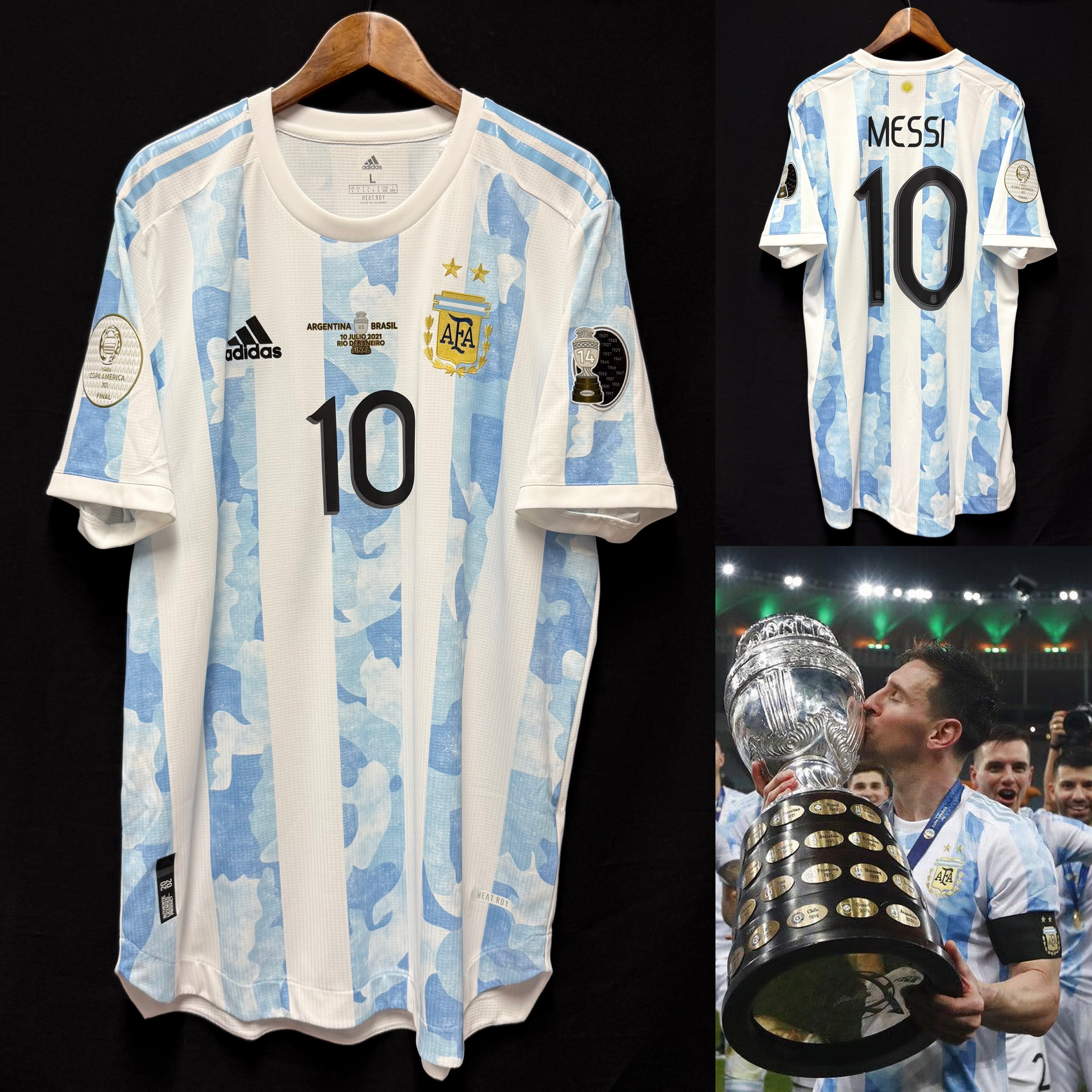 (BNWT) Argentina 2021 Copa America Final Adidas Home Authentic Player Shirt #10 MESSI