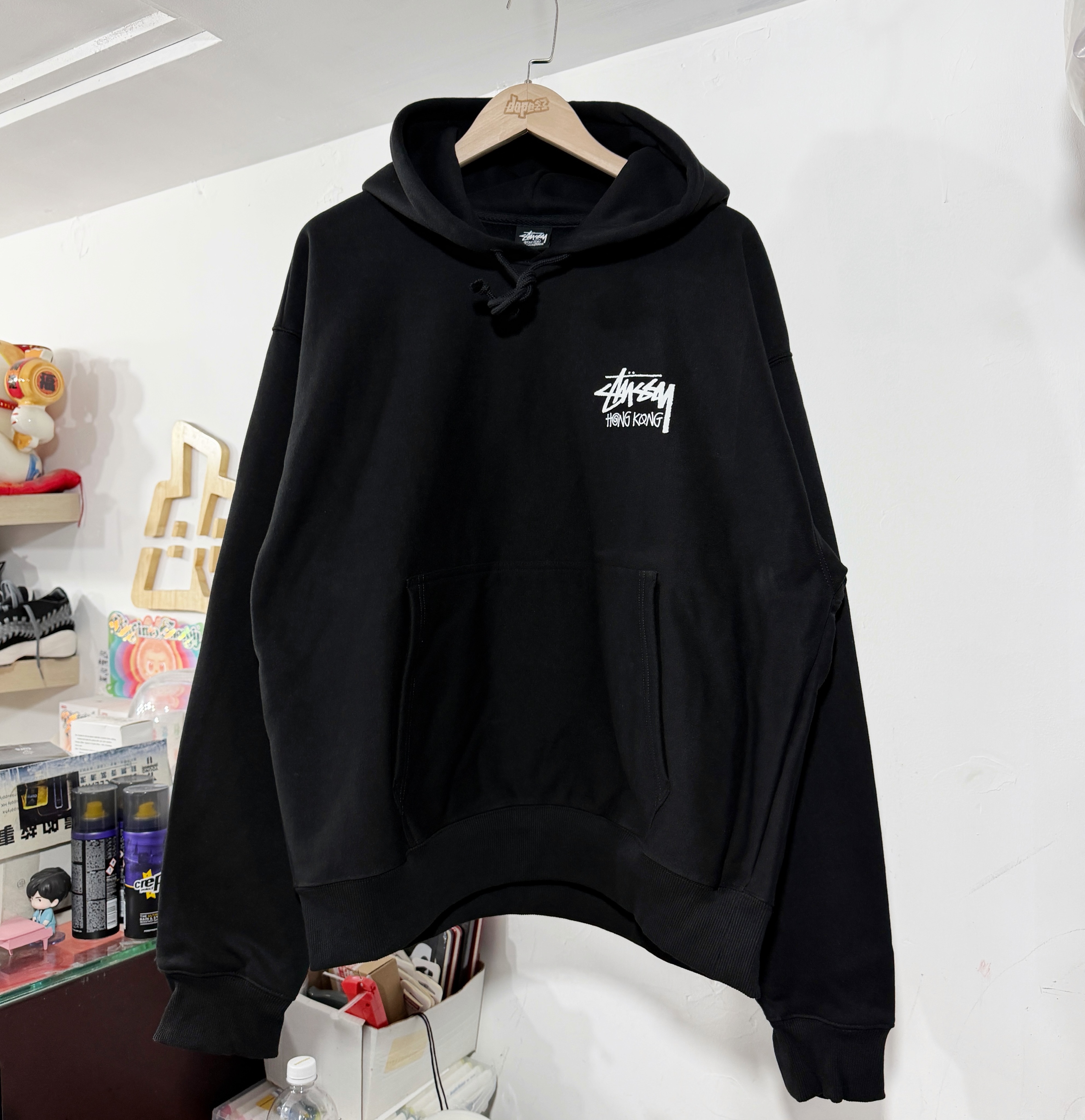STUSSY STOCK HONGKONG SHOP HOODIE 香港限定 有帽衛衣 Black