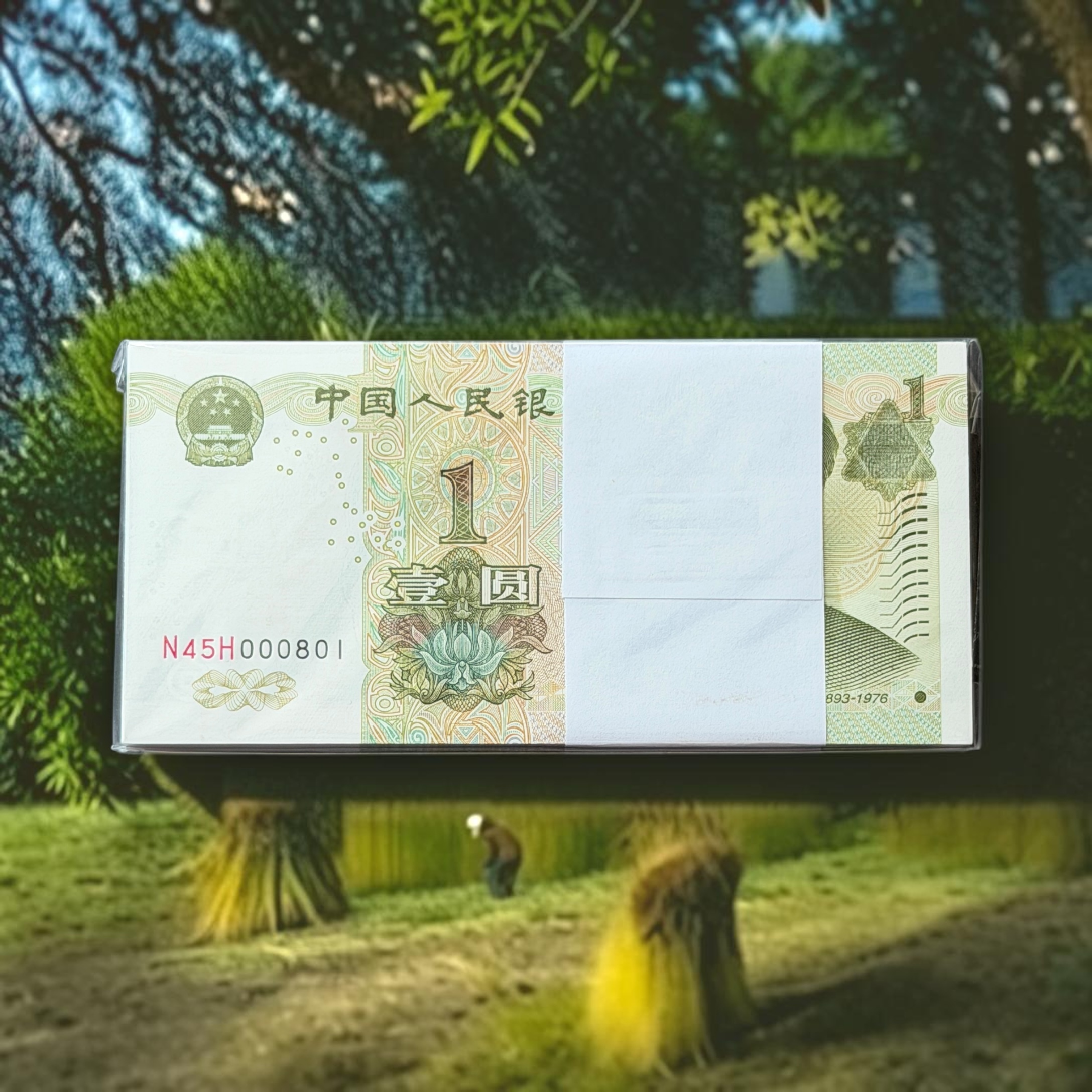 1999年人民幣1元100張N45H000801-900 (UNC品相) 百字位888豹子號