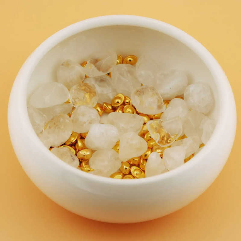 HOT-CCG0926-530 金色元寶消磁碗(內含白水晶,水晶原石,金色元寶) (C330)