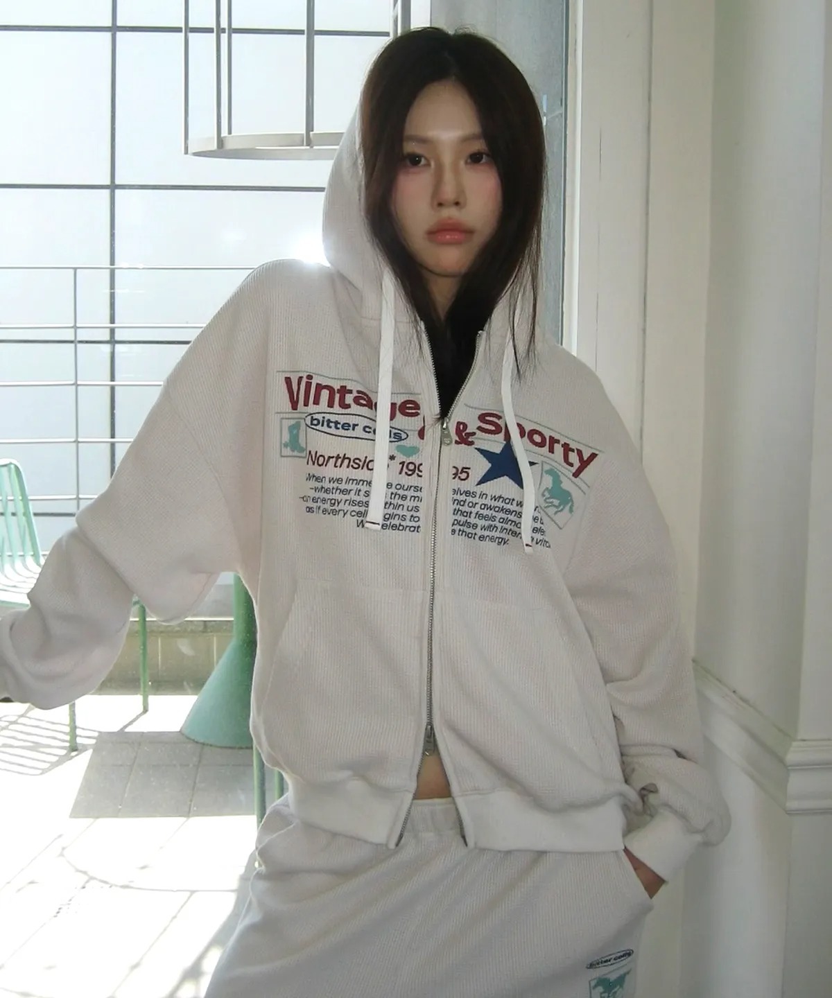 BITTER CELLS Jockey Waffle Hood Zip Up