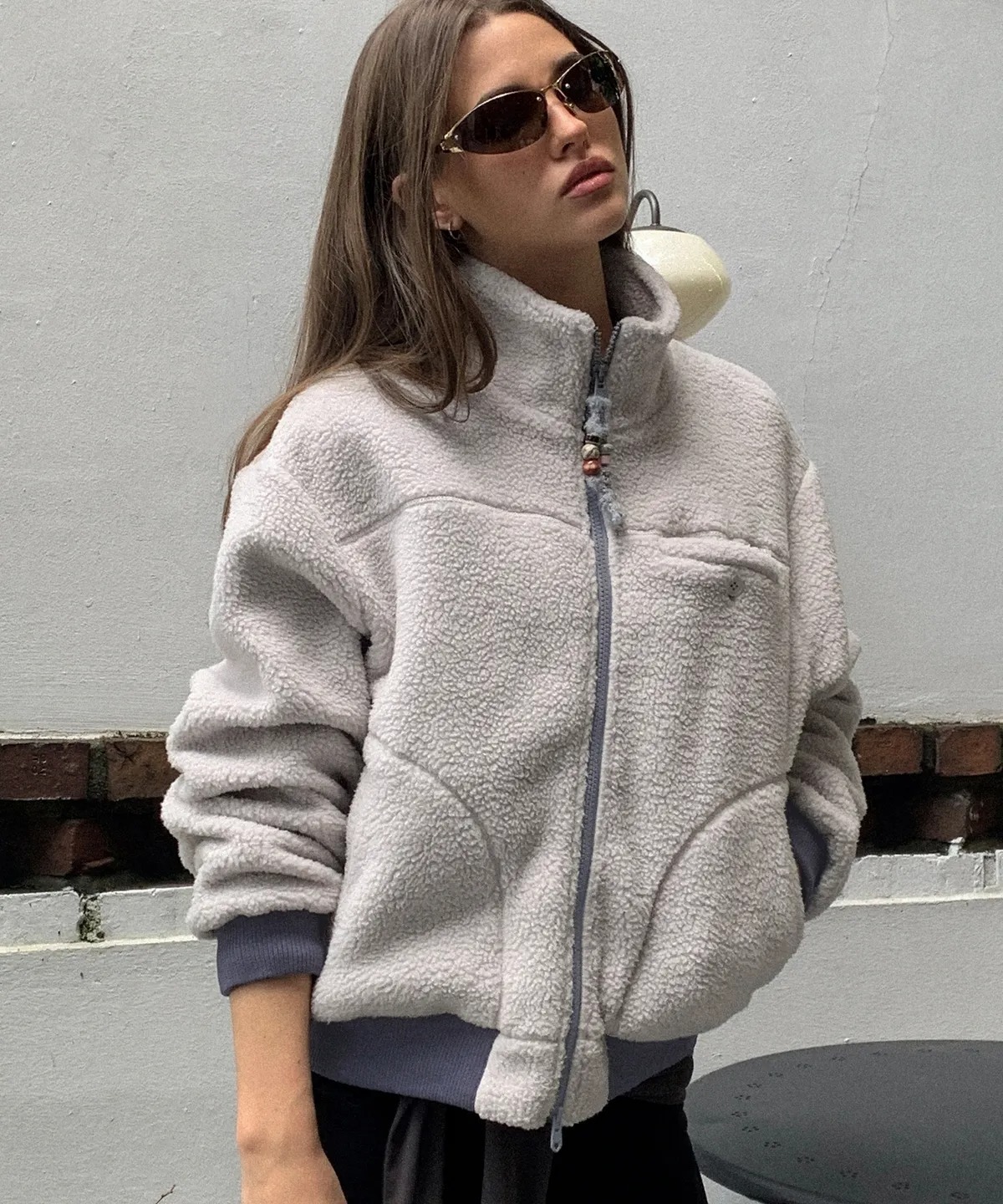 BITTER CELLS Teddy Shearling Fleece Zip Up