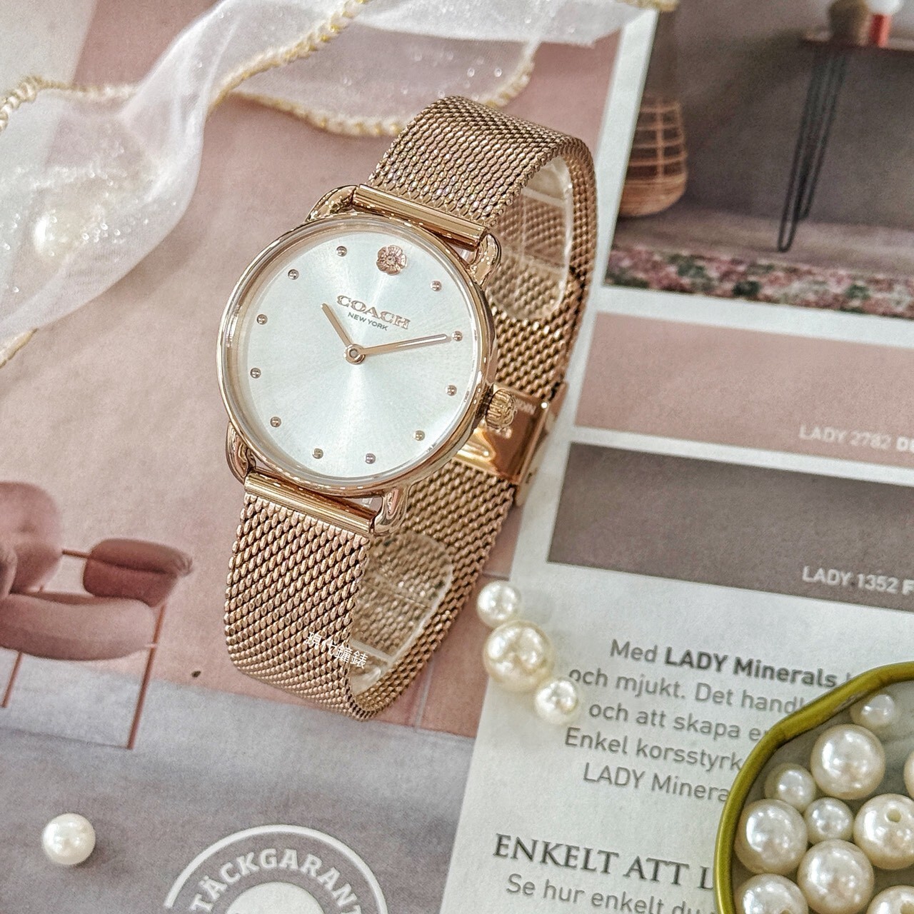 【COACH】Elliot 經典山茶花米蘭帶女錶CO145042222 27mm 現代鐘錶