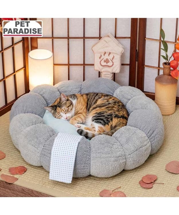 【Pet Paradise】Cat Hot Spring Cuddler Bed - Grey <758-43694>