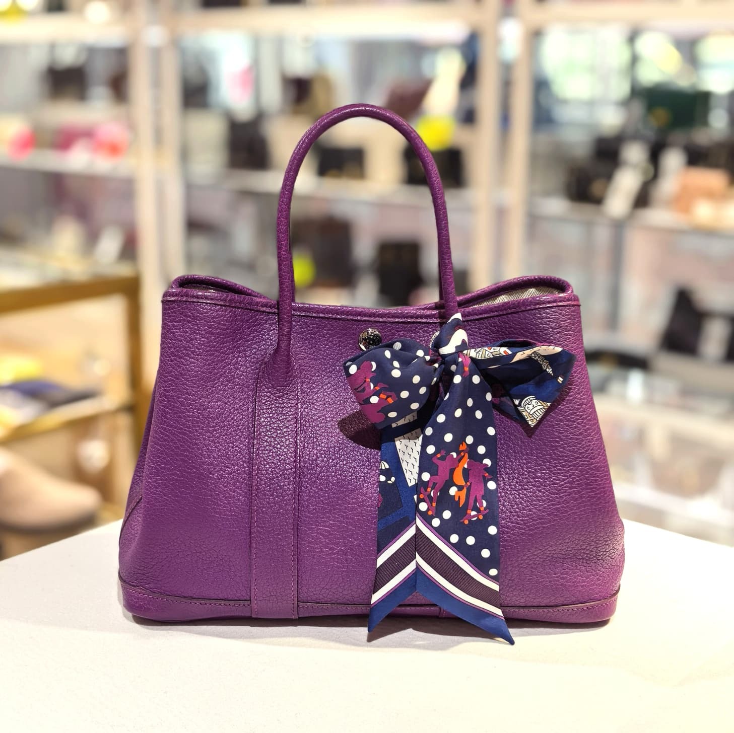98%NEW二手HERMES GARDEN PARTY 30, P9海葵紫, Negonda皮, #GP30 #香榭站正品