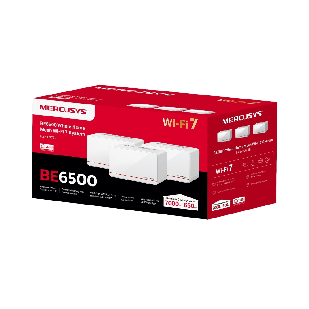 Mercusys Halo H37BE BE6500 雙頻 Wi-Fi 7 全屋 Mesh 網狀路由器
