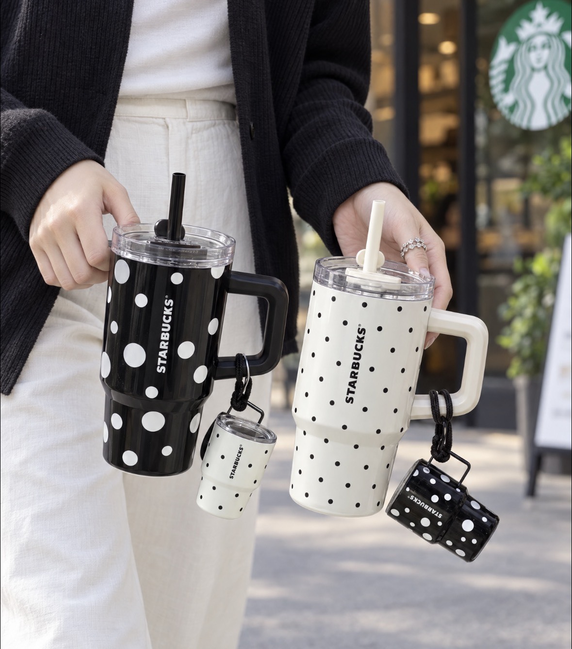 【APAIR】預購 Starbucks 星巴克 波點漫境系列 不鏽鋼 點點水杯 子母杯 黑白 白黑 1+1 大附贈小