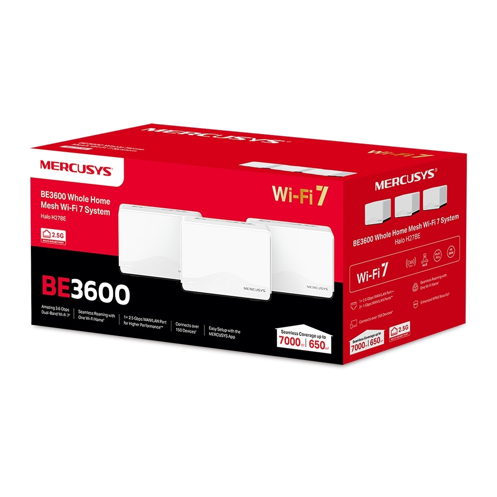 Mercusys Halo H27BE BE3600 雙頻 Wi-Fi 7 全屋 Mesh 網狀路由器