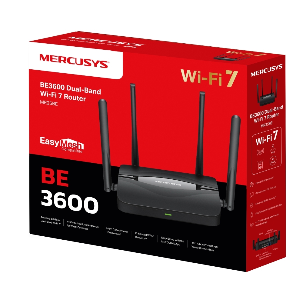 Mercusys MR25BE BE3600 雙頻 Wi-Fi 7 無線 Gigabit 路由器