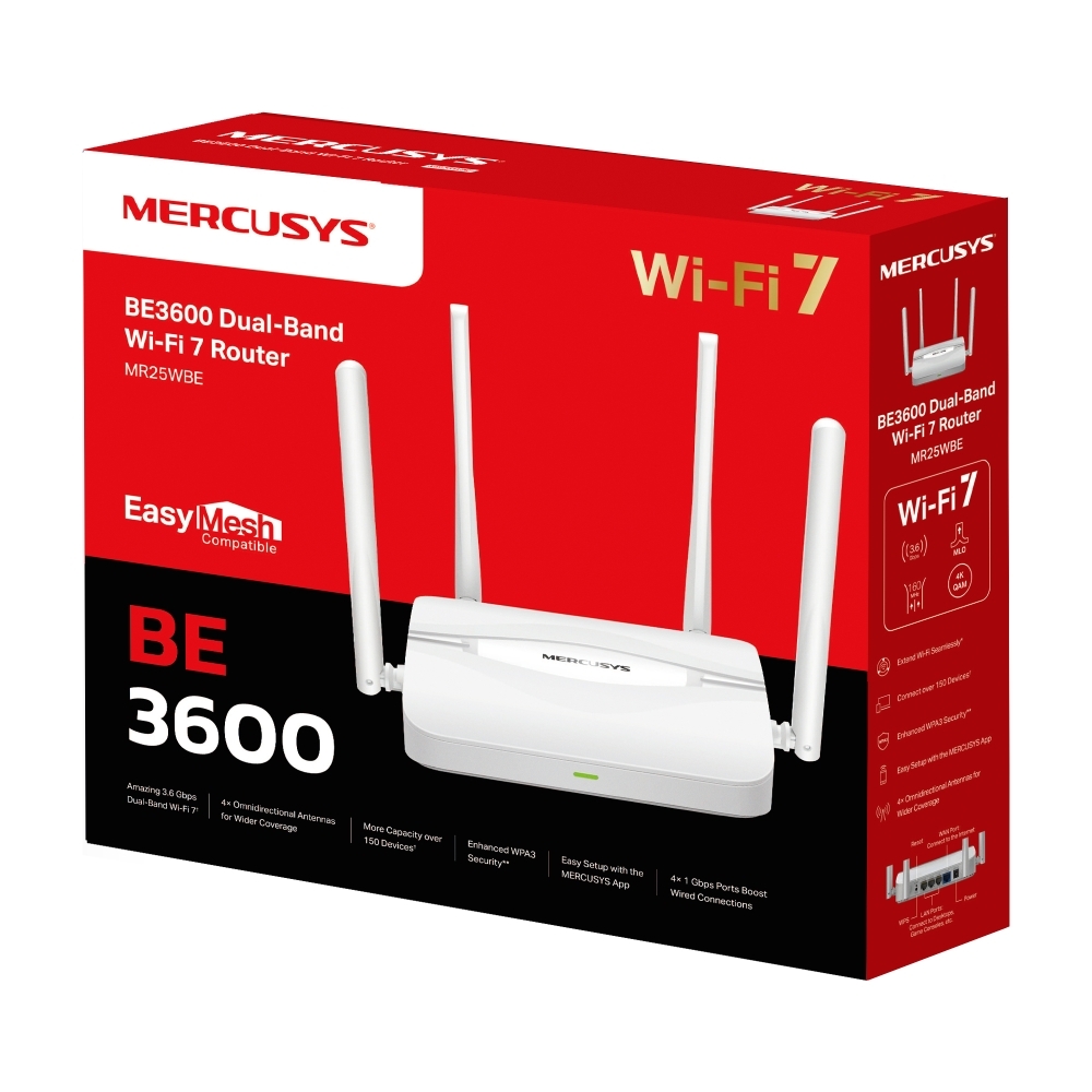 Mercusys MR25BE BE3600 雙頻 Wi-Fi 7 無線 Gigabit 路由器