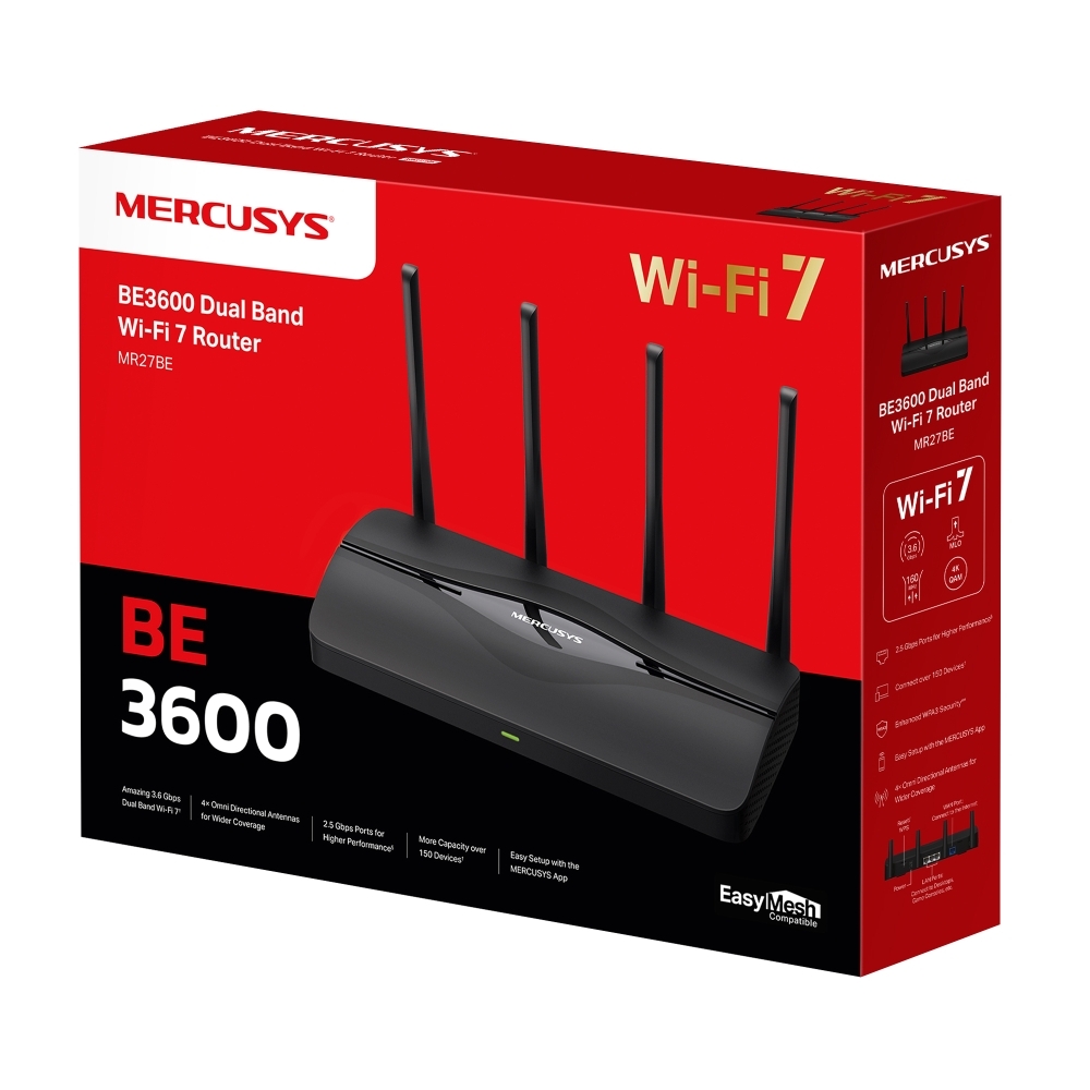 Mercusys MR27BE BE3600 雙頻 Wi-Fi 7 無線 Gigabit 路由器