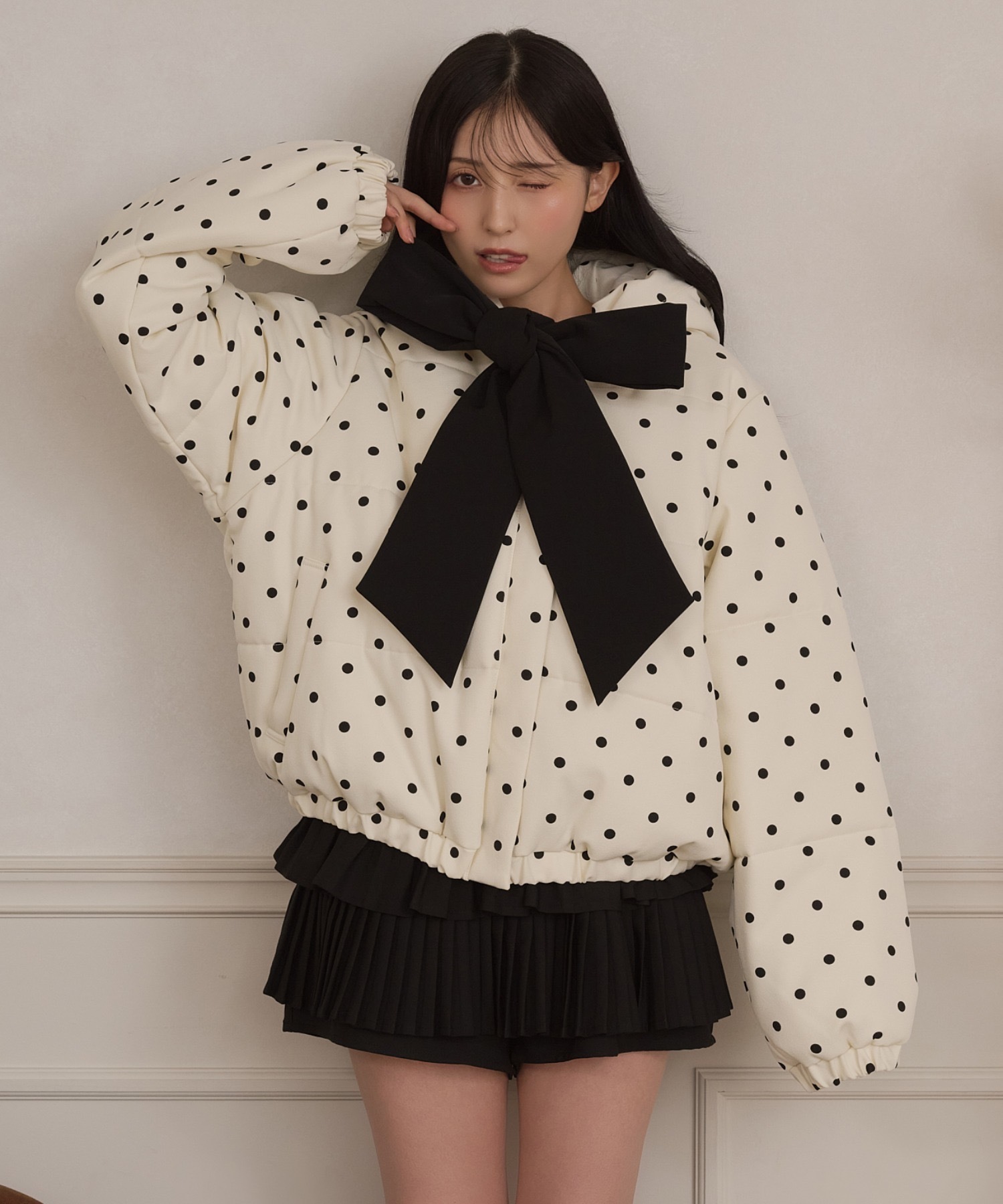 日本 apres jour 復古 波點 大蝴蝶結 澎澎 鋪棉外套 三色