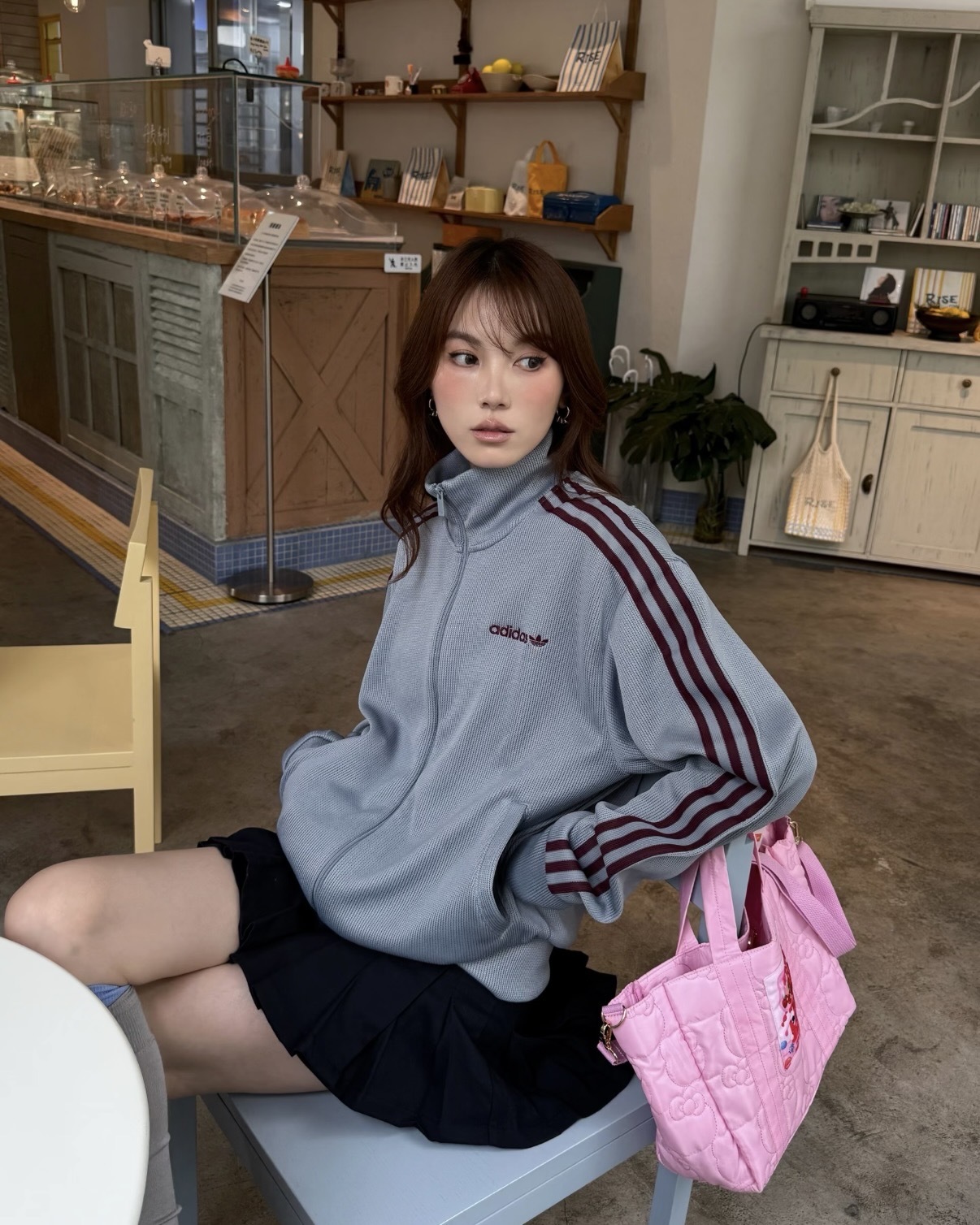 ADIDAS ORIGINALS 灰藍莓果紅 酒紅 紫紅 針織立領外套 拉鍊外套 雙拉鏈 三線 寬鬆 男女款 LI9477 / 預購