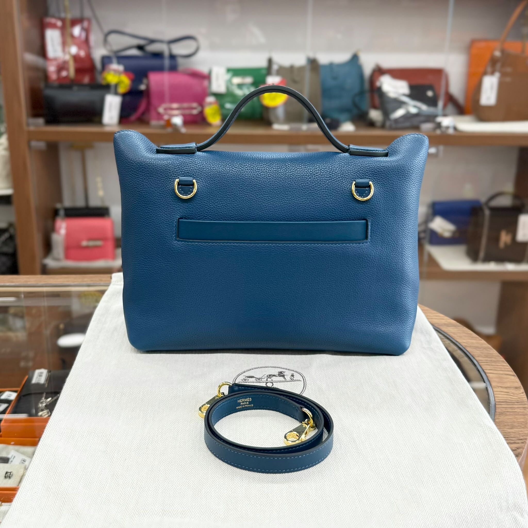95%NEW USED HERMES 2424 29 普魯士藍金扣TOGO皮  BLUE DE PRUSSE GHW ,STAMP D #愛馬仕
