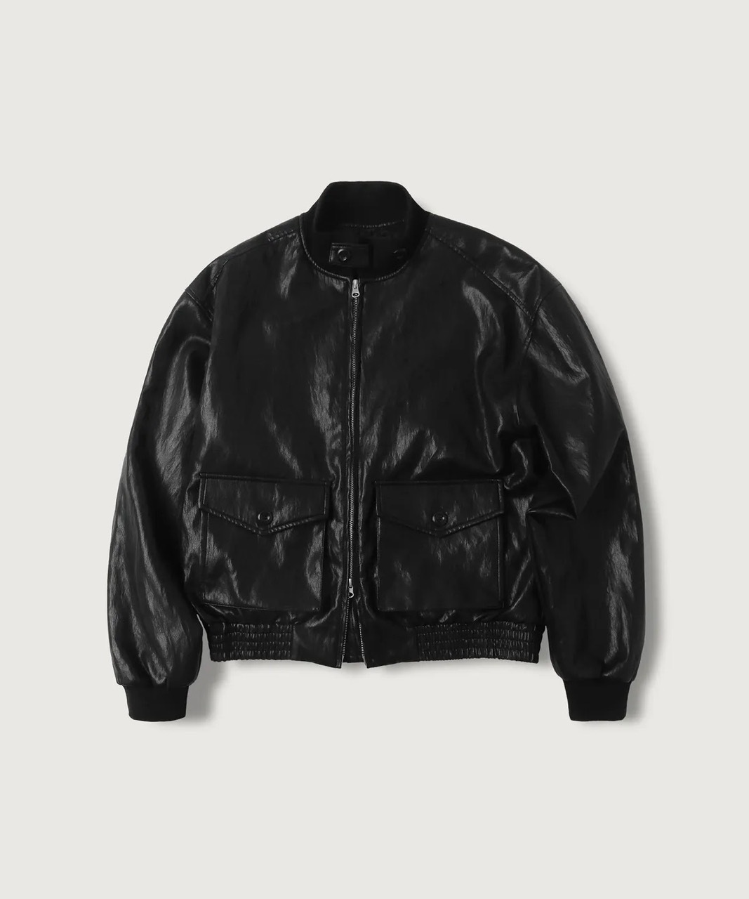 韓國限定🇰🇷 MOOD INSIDE UTIL LEATHER WEP JACKET 特殊光澤 人造皮革 皮外套 皮衣 拉鍊外套 雙拉鏈 Karina同款 劉知珉 / 預購