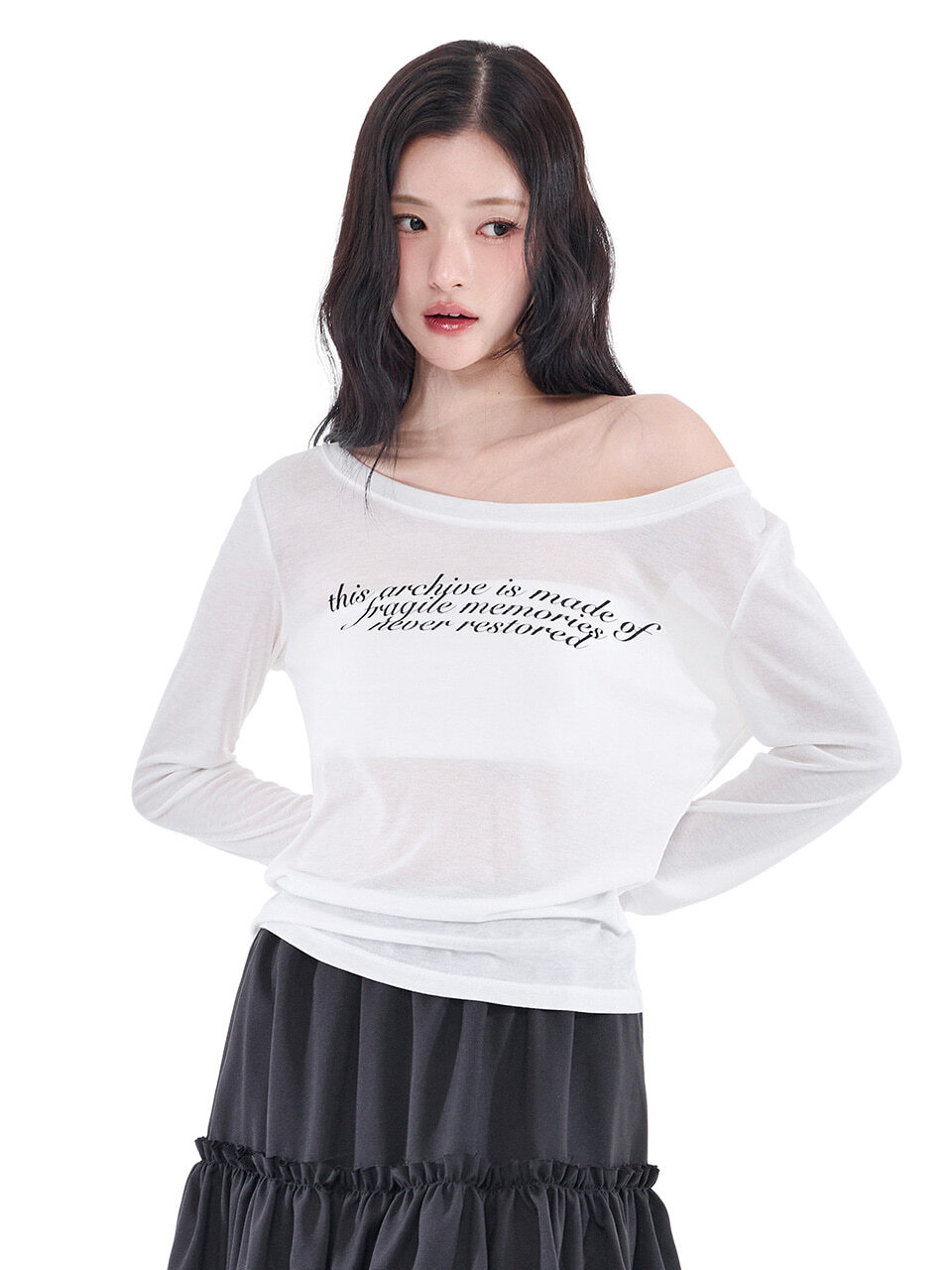 <完全長在我的審美💙> ALKA ALKI Sheer Long Sleeve 簡單標語字母透視長TEE 四色