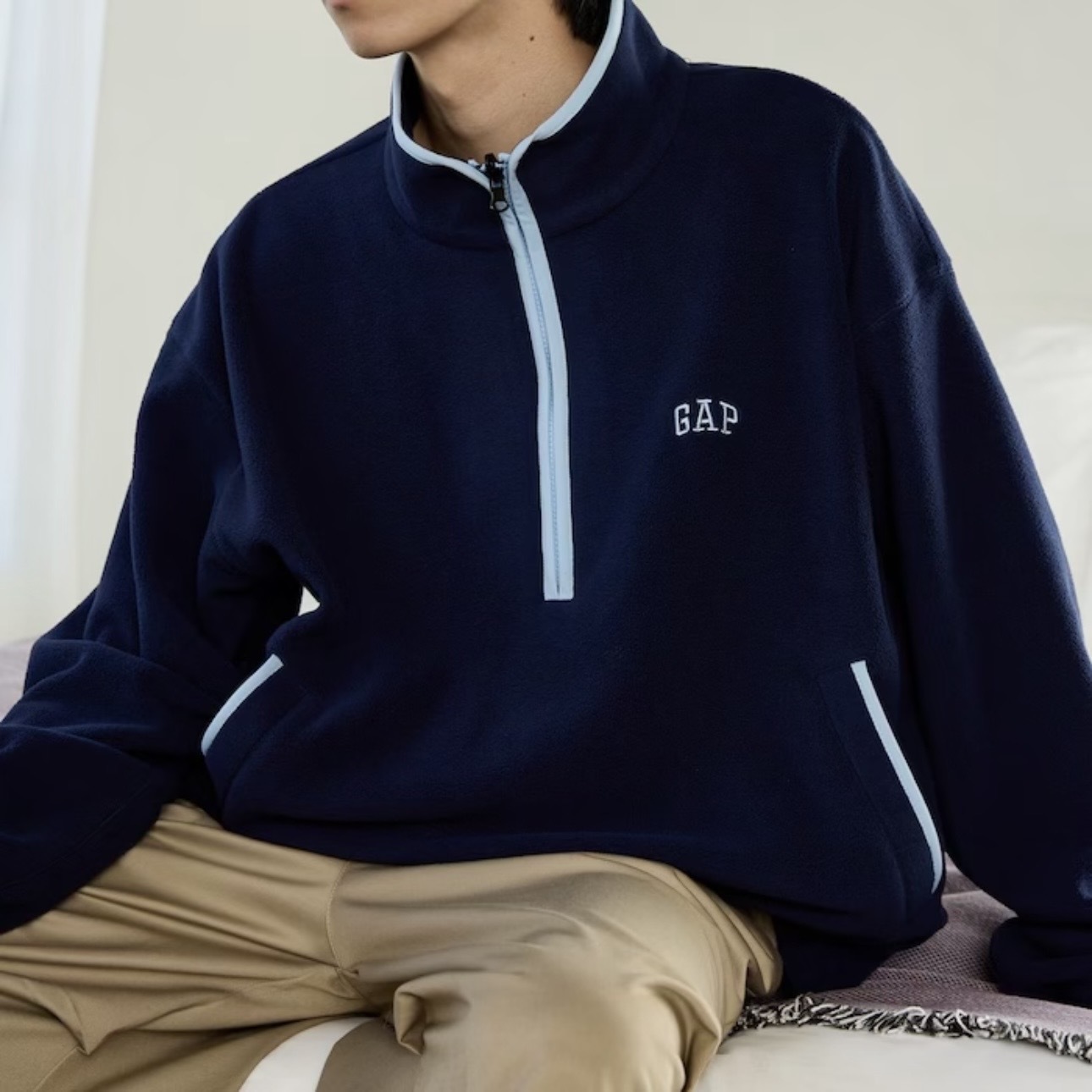 PUBLUX x GAP 撞色 抓絨半拉鍊 套頭衫 休閒 秋冬 四色